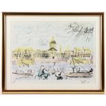 DALI, Salvador, "La Seine à Paris", Farblithografie, 36 x 50, 1971, in der Darstellung signiert,