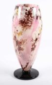 GROSSE VASE "MARBRINES", farbloses Glas, polychrome Pulvereinschmelzungen, H 44, signiert SCHNEIDER,