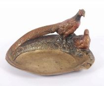 ASCHENBECHER "FASANENPAAR", Bronze, polychrom patiniert, H 7,5, L 12,5, verso gestempelt Austria,