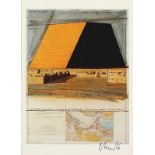 CHRISTO, Javacheff, "Texas Mastaba", Multiple (Kunstpostkarte/Karton). 16,5 x 11, handsigniert, R.