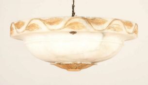 DECKENLAMPE, Alabaster, Dm 45, einflammig, Kordelaufhängung rest.bed., originaler Deckenabschluss