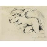 CORINTH, Lovis, "Leda mit Schwan", Original-Radierung, 16,5 x 23,5, handsigniert, 1914, R. 22.00 %