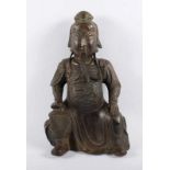 FIGUR DES GUANDI, Bronze, sitzende Darstellung (Bank fehlt), H 38, CHINA, 20.Jh. 22.00 % buyer's