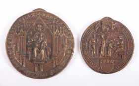 ZWEI PLAKETTEN KÖLN, Bronze, gegossen, mit der Anbetung der heiligen drei Könige und der Darstellung