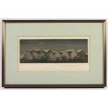 FUCHS, Ernst, "Gebirge mit Mondsichel", Original-Farbradierung, 11 x 29,5, nummeriert 10/30,