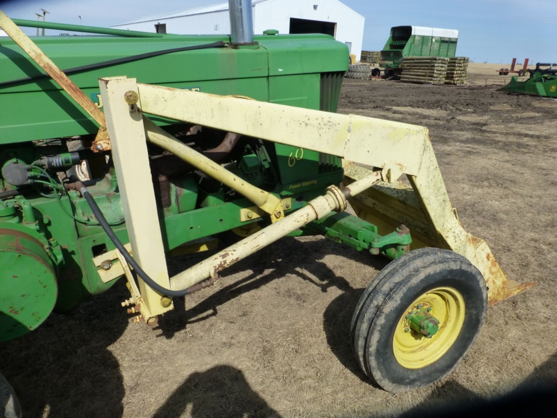 John Deere 60, w.f., gas engine, w/ loader. Missing pin on loader, 3-pt. tranny cover missing - Image 11 of 12