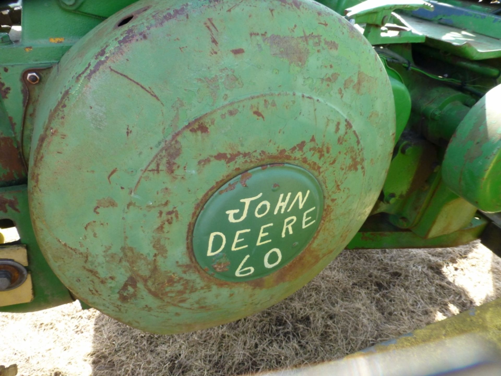 John Deere 60, w.f., gas engine, w/ loader. Missing pin on loader, 3-pt. tranny cover missing - Image 7 of 12