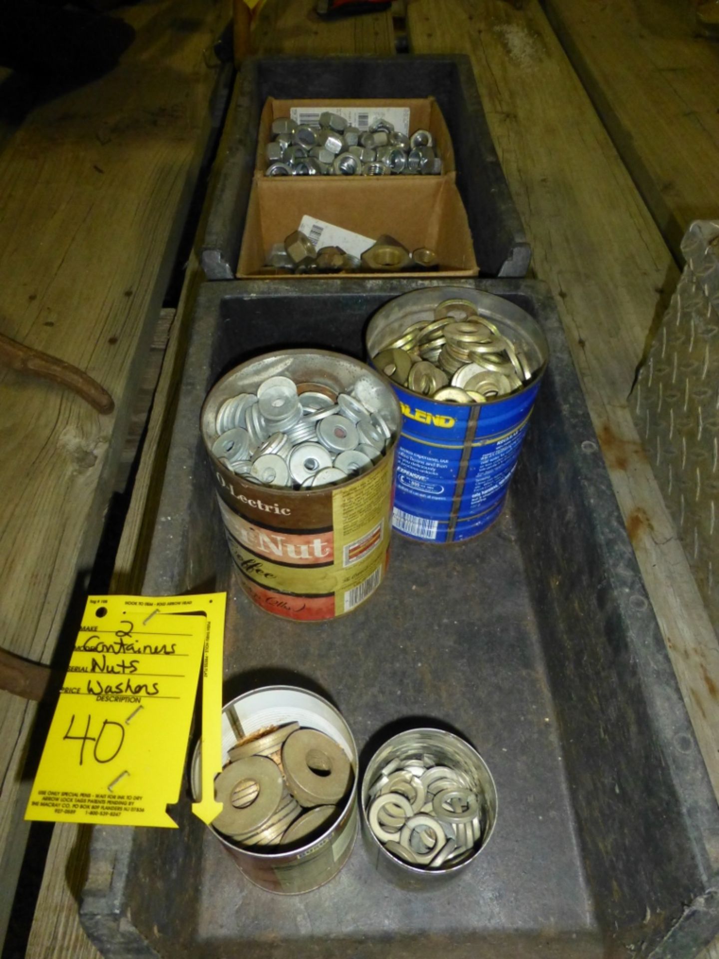 2) containers, nuts, washers