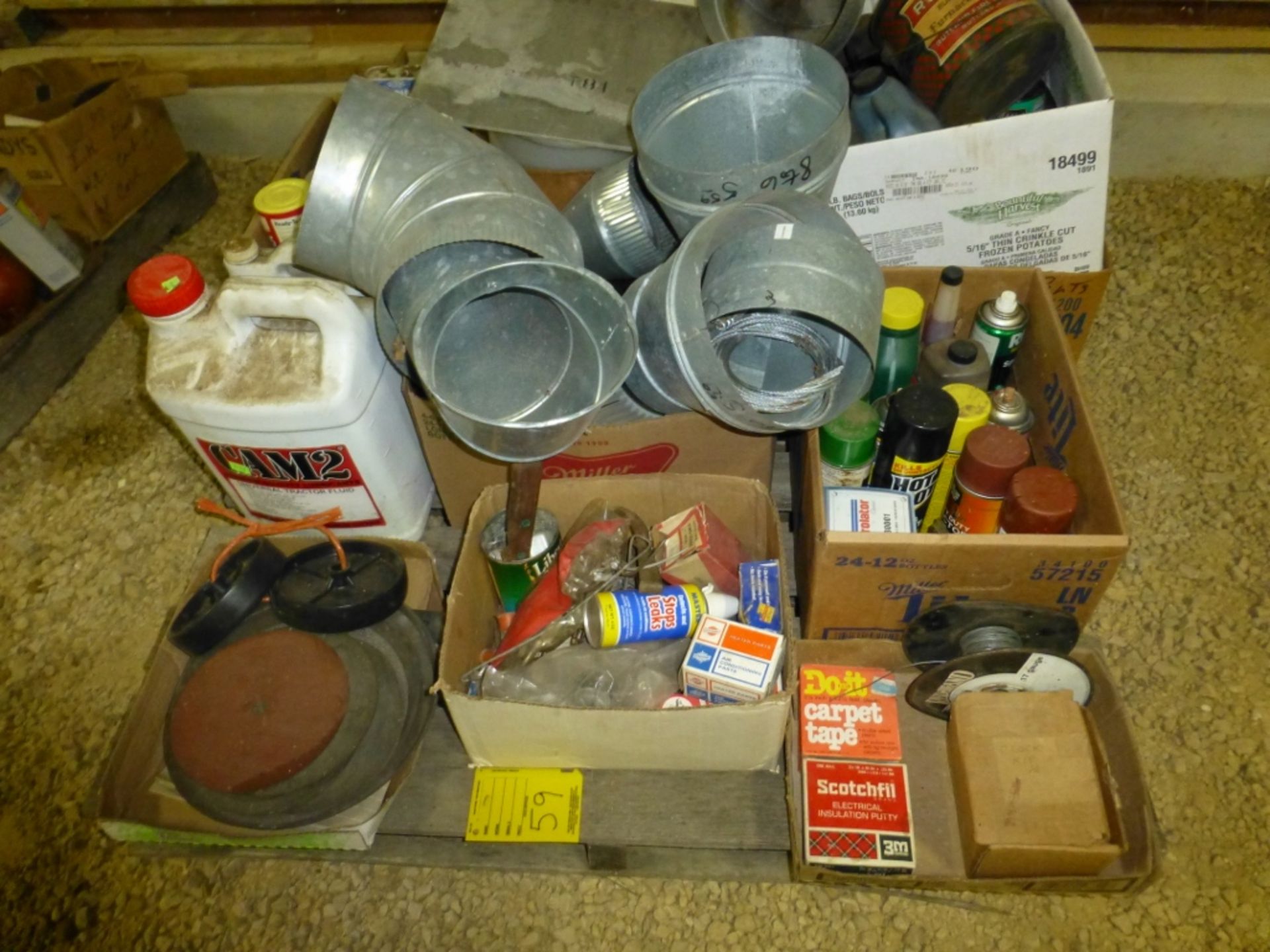 Pallet w/ cleaning supplies, brake fluid, misc parts - Image 2 of 5