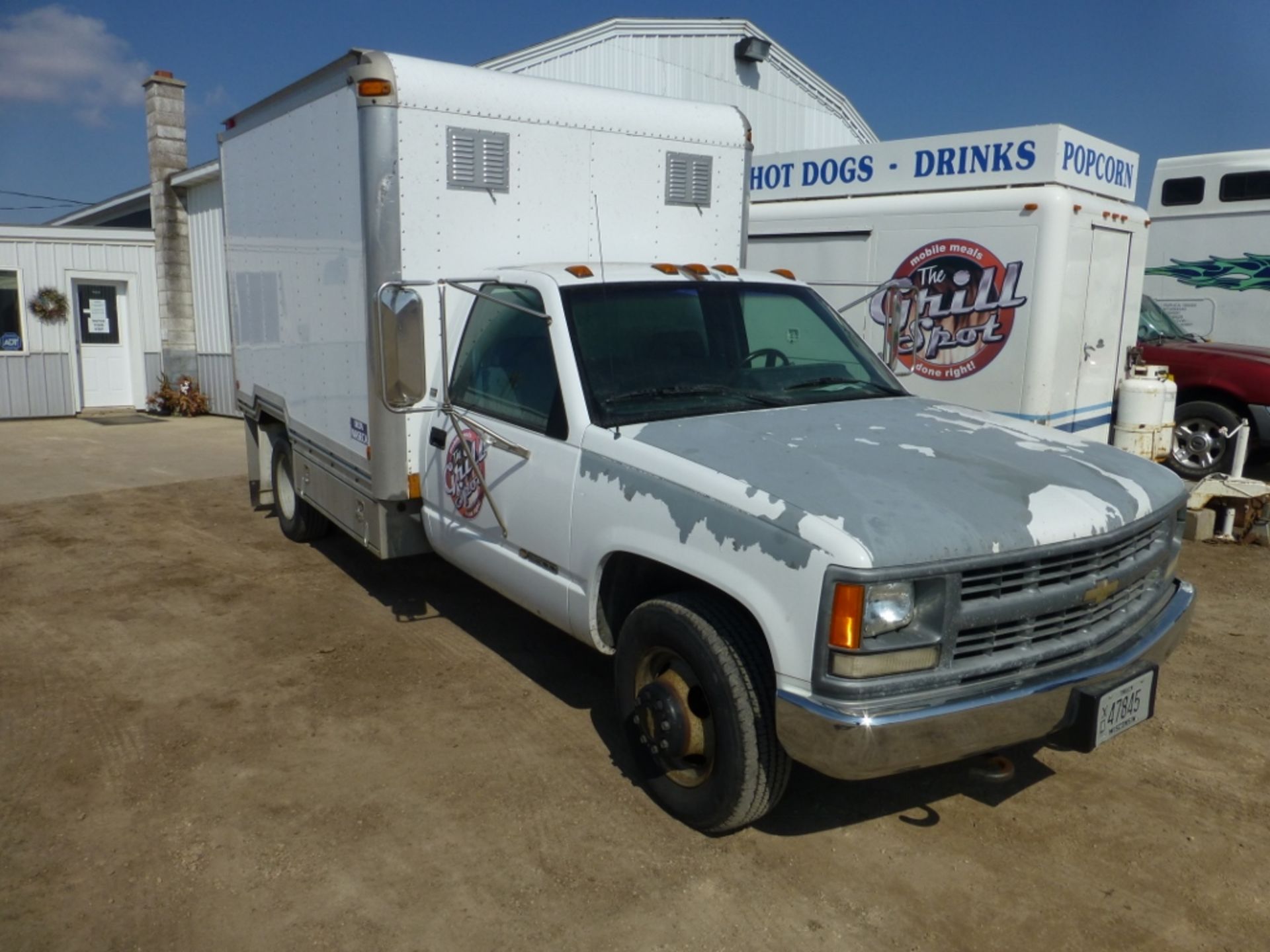 1994 Chevy 1-ton cube van, 5 spd gas engine. Used to pull '93 lunch wagon. Vin: 1GBJC34N1RE138654