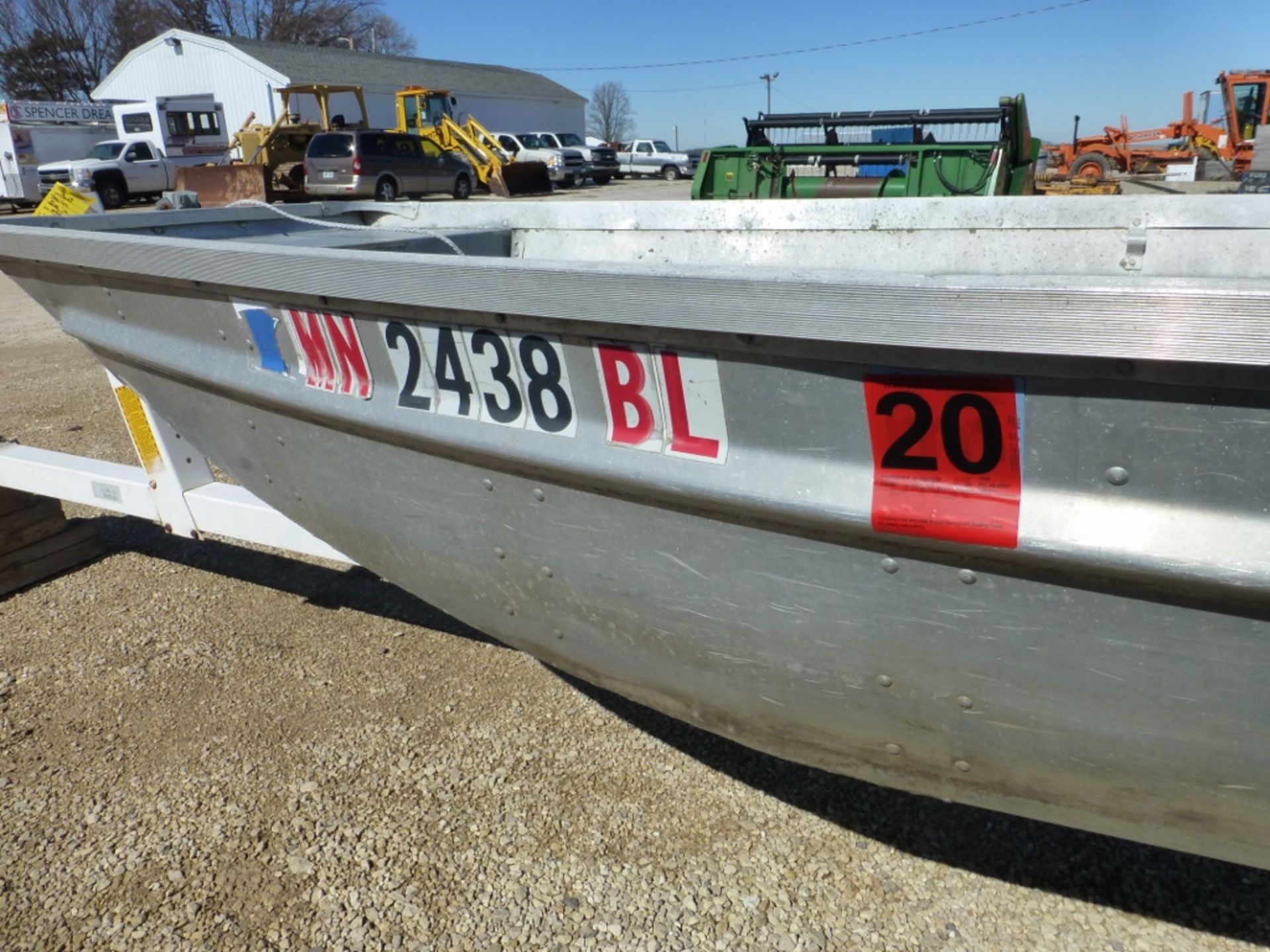 14' Alum boat, w/ trailer, paddles, seats, and has registration - Image 6 of 6