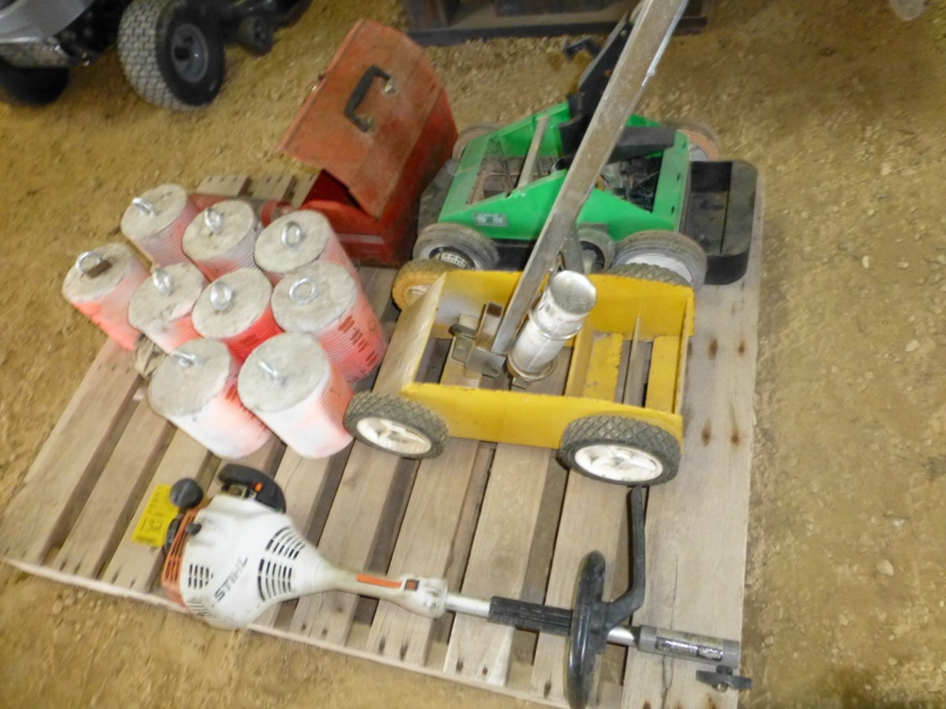 Pallet with paint stripers, tool box, Stihl part - Image 2 of 2