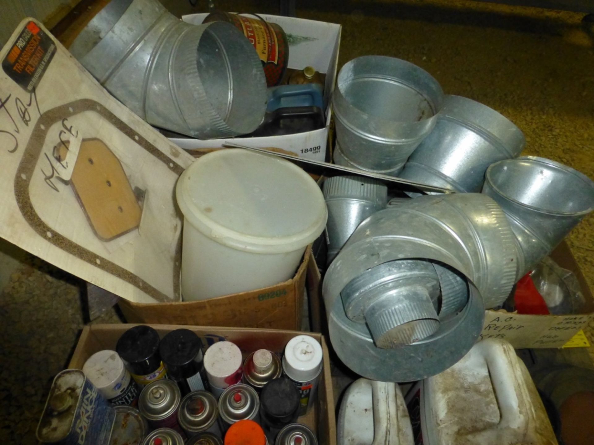 Pallet w/ cleaning supplies, brake fluid, misc parts - Image 3 of 5