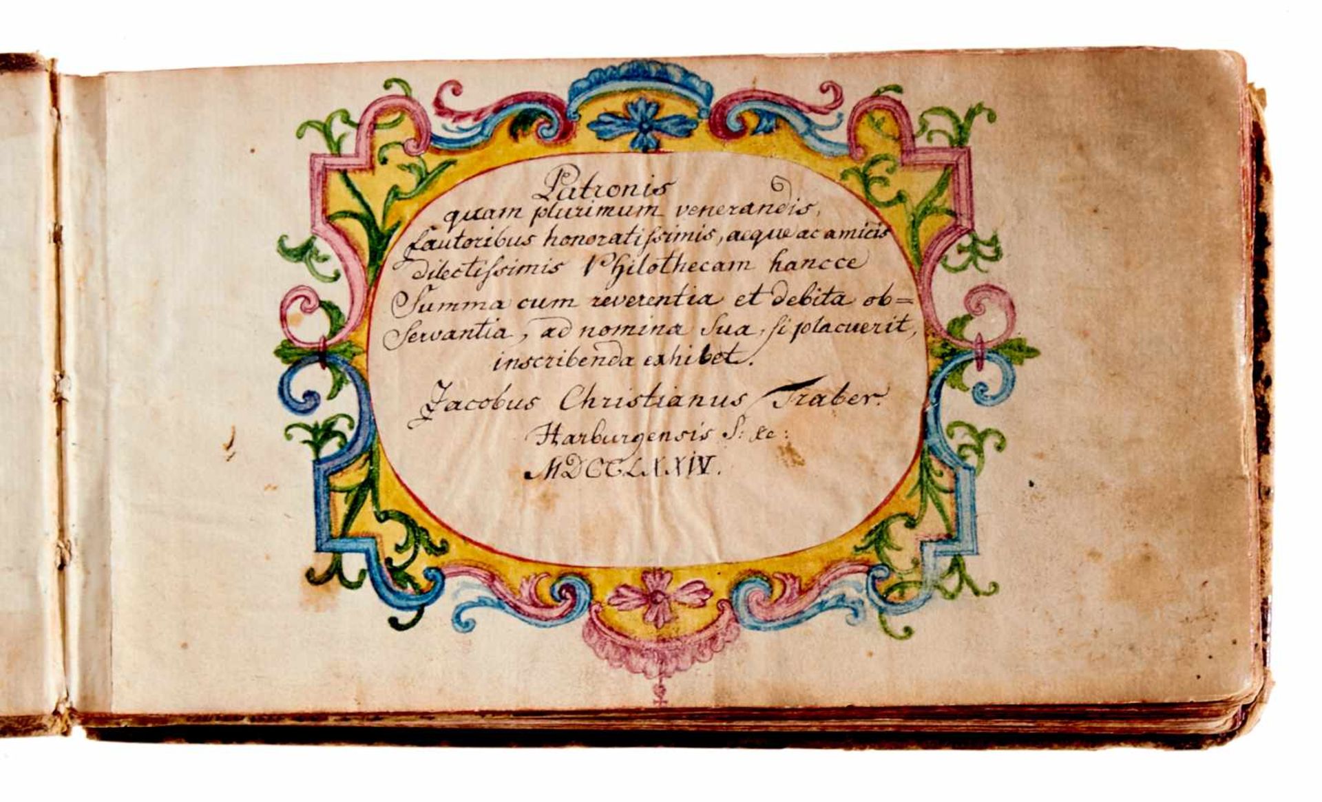 Album amicorum- Stammbuch des Apothekers und Botanikers Jacob ChristianTraber aus Harburg in - Bild 2 aus 7