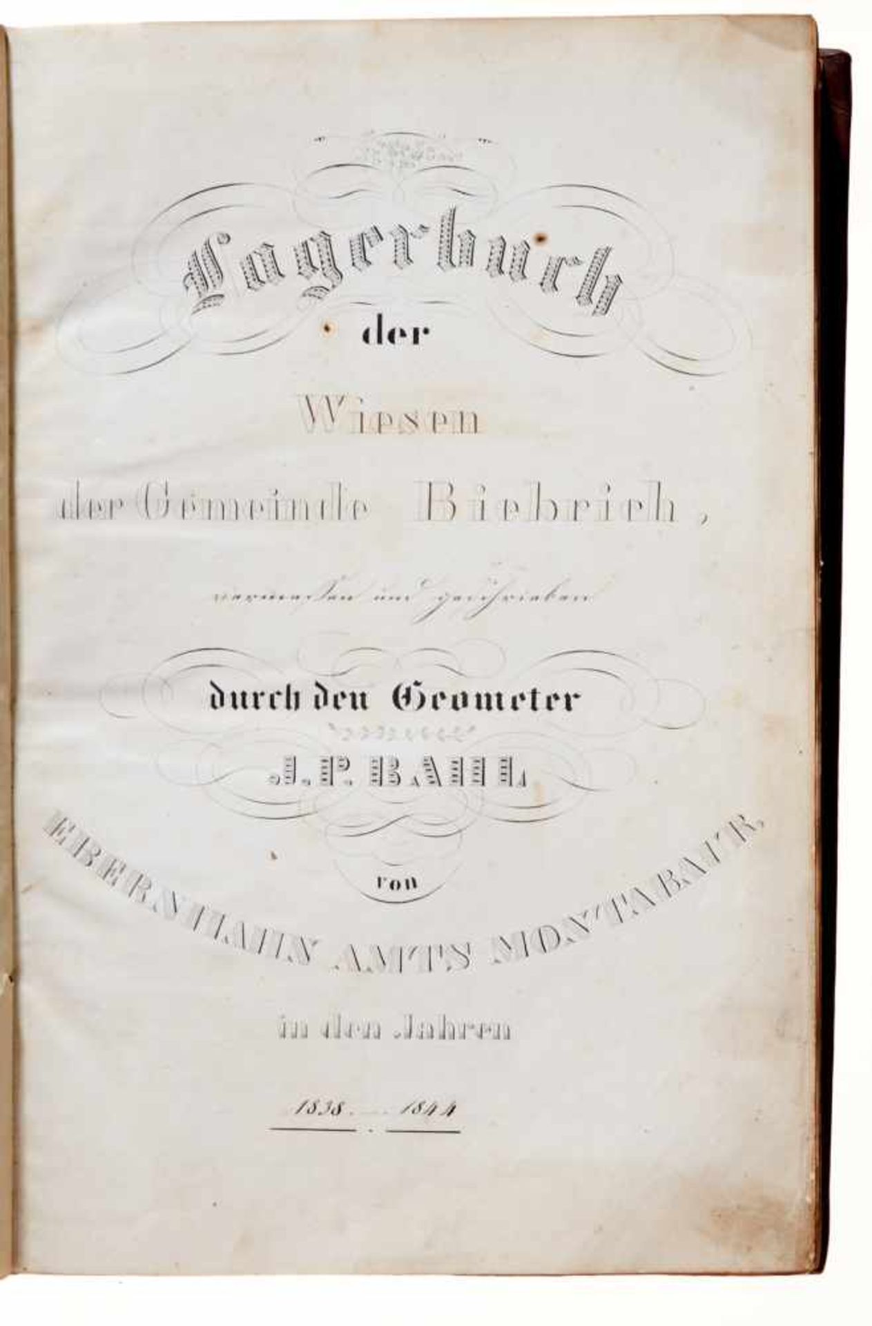 Biebrich- "Lagerbuch der Wiesen der Gemeinde Biebrich". Hs. Einträge in vorgedruckten Tabellen. - Bild 2 aus 3