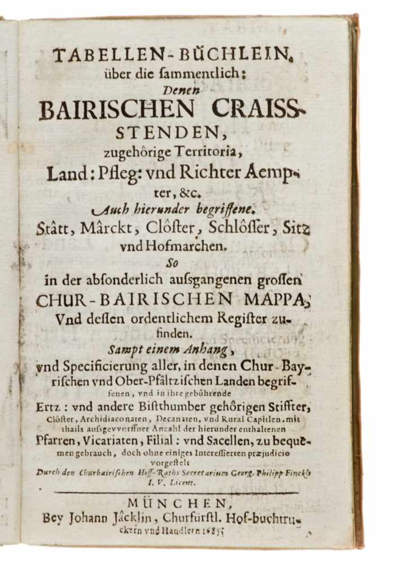Bayern- Finckh, G. Ph., Tabellen-Büchlein über die sammentlich: Denenbairischen Craiss-Stenden - Bild 3 aus 4