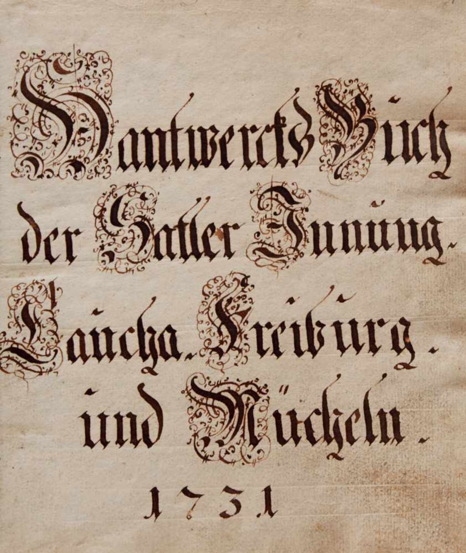 Laucha- "Hantwercks Buch der Satler Innung". Deutsche Handschrift auf Papier.Dat. Laucha (Sachsen- - Bild 2 aus 3