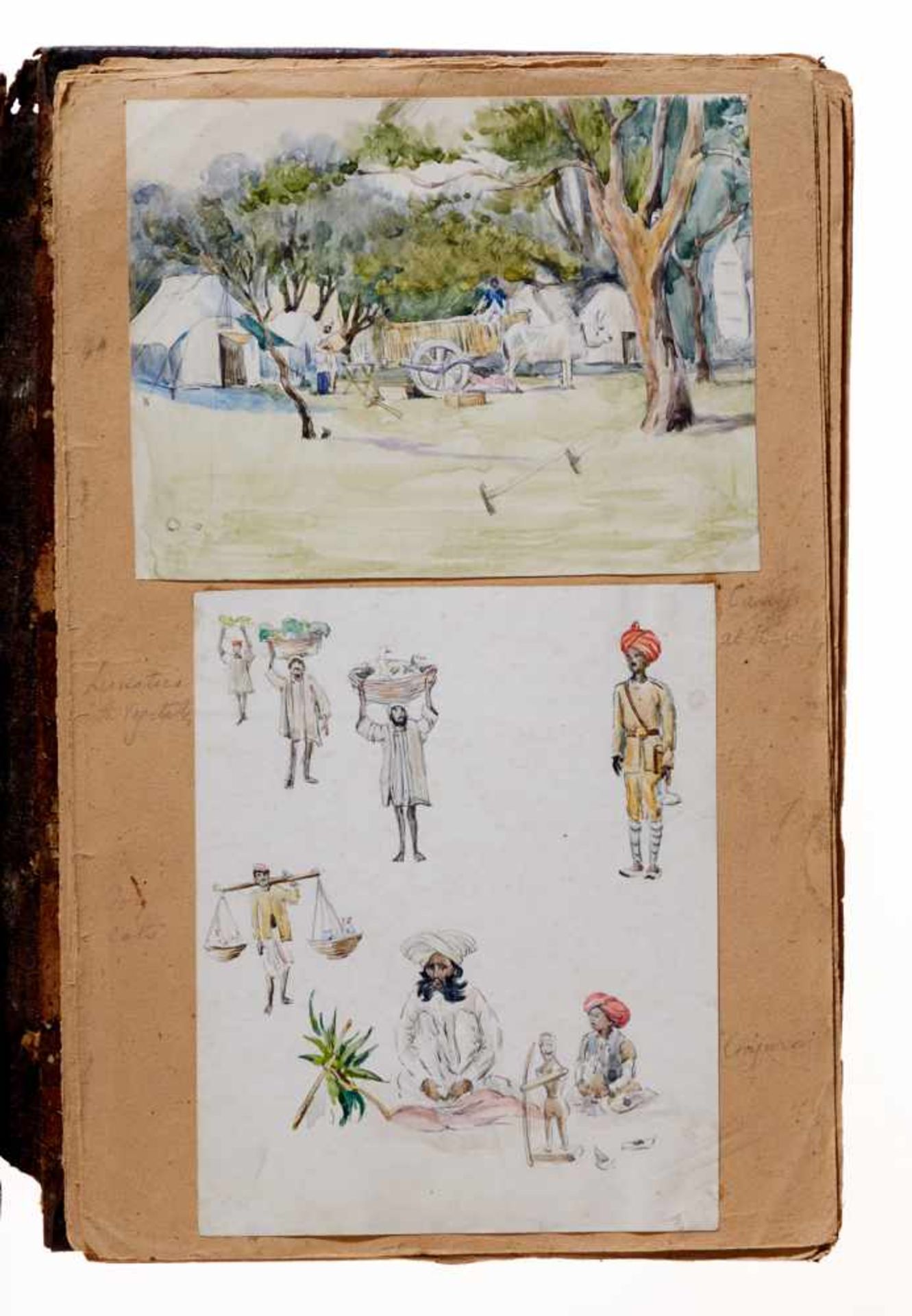 Indien- Reiseskizzen - Zus. 100 Aquarelle,aquarellierte Bleistiftzeichnungen und Bleistiftskizzen. - Bild 3 aus 8