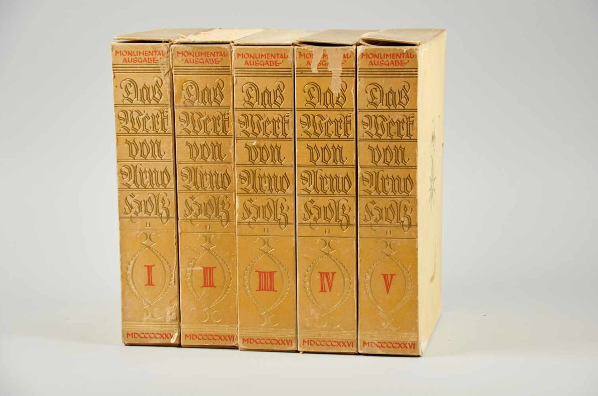 Holz, A., Das Werk. Monumental-Ausgabe in 12 Bdn.Berlin, Holten, 1926. Gr.-4°. Mit 12 (11 rad.)