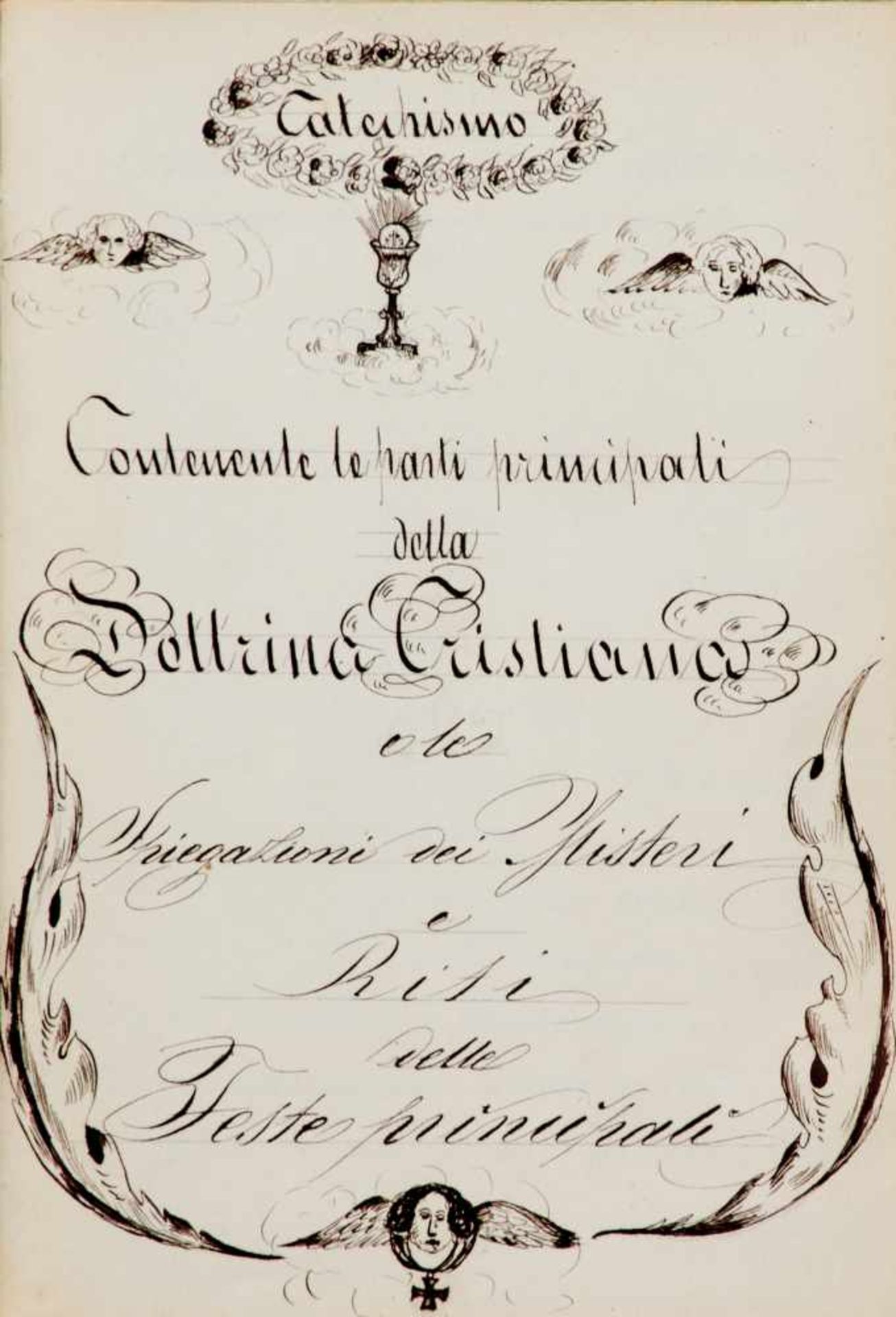 "Catechismo". Italienische Handschrift auf Papier. Wohl Wien,um 1830. Ca. 20 x 14 cm. Mit - Bild 2 aus 3