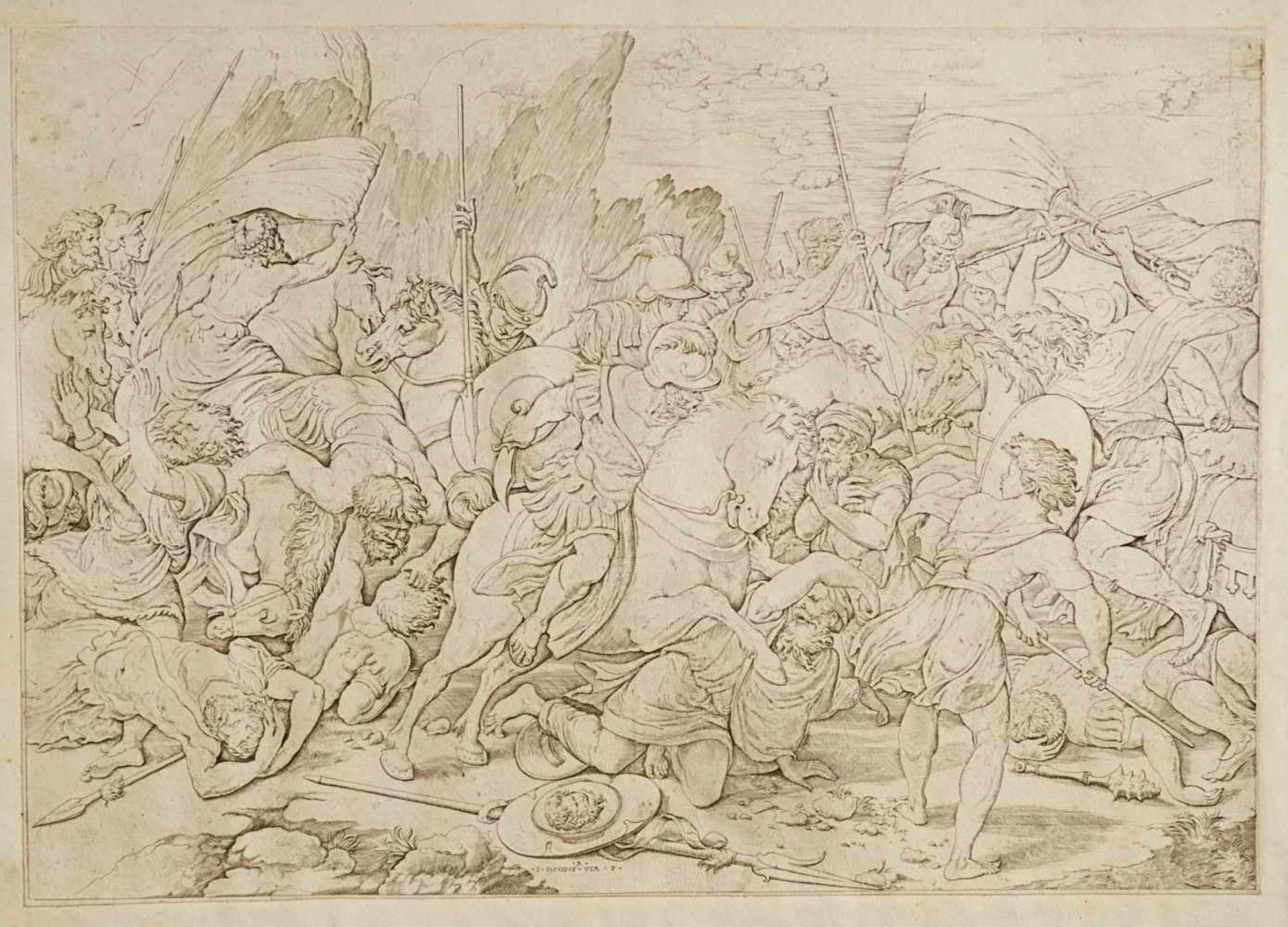 Caraglio, Giovanni Giacomo (Verona oder Parma um 1505-1565 Krakau), Schlachtmit Schild und Lanze.