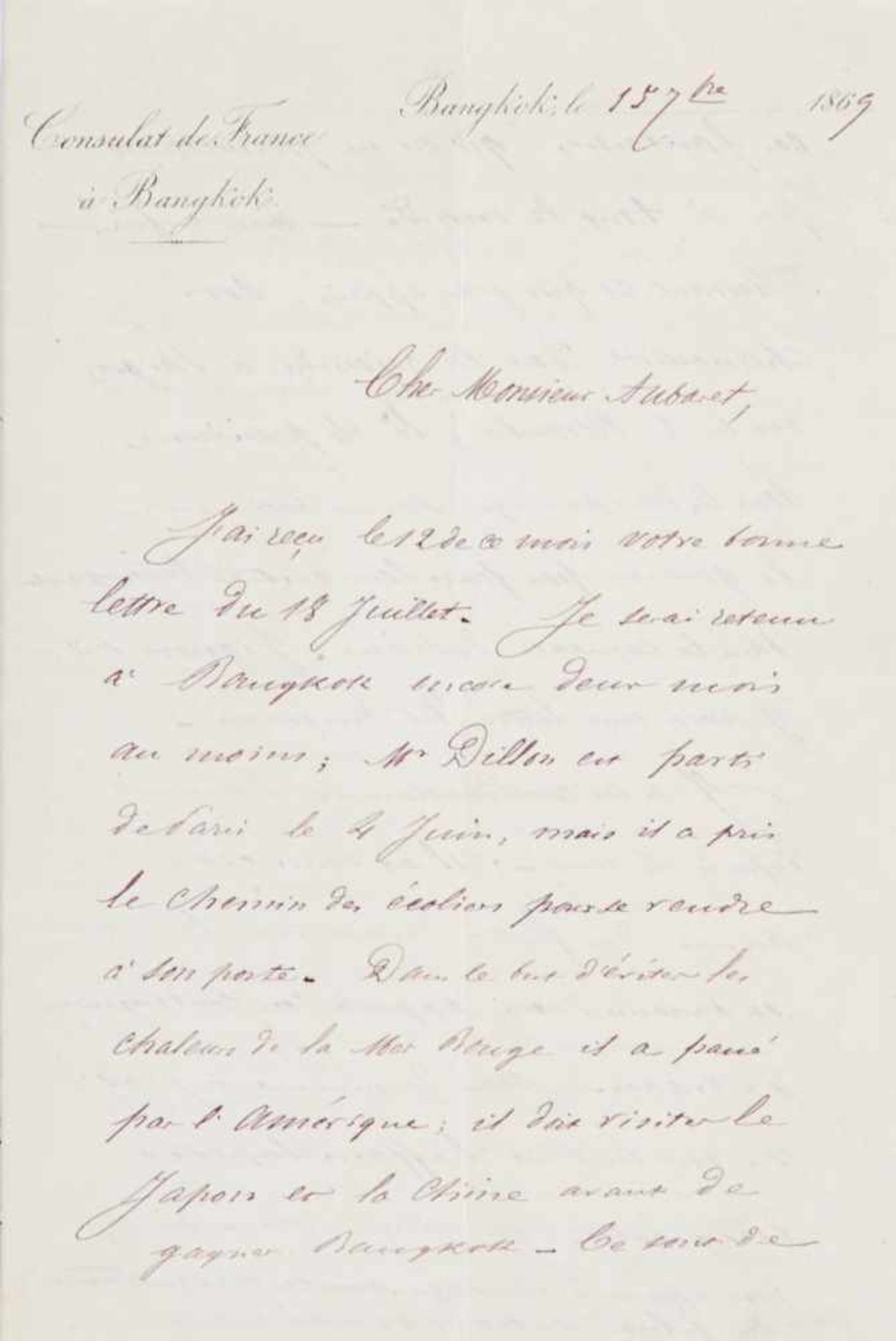 Aubaret- Teilnachlass des französischen Diplomaten Gabriel Aubaret(1825-1894). Zus. ca. 100 Briefe - Bild 7 aus 7