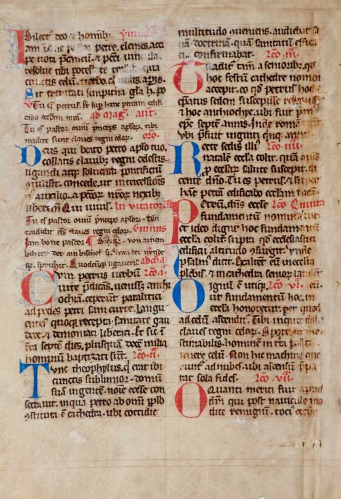 Stundenbuch- Doppelblatt (Fragment) aus einer lateinischen Handschrift aufPergament. Wohl