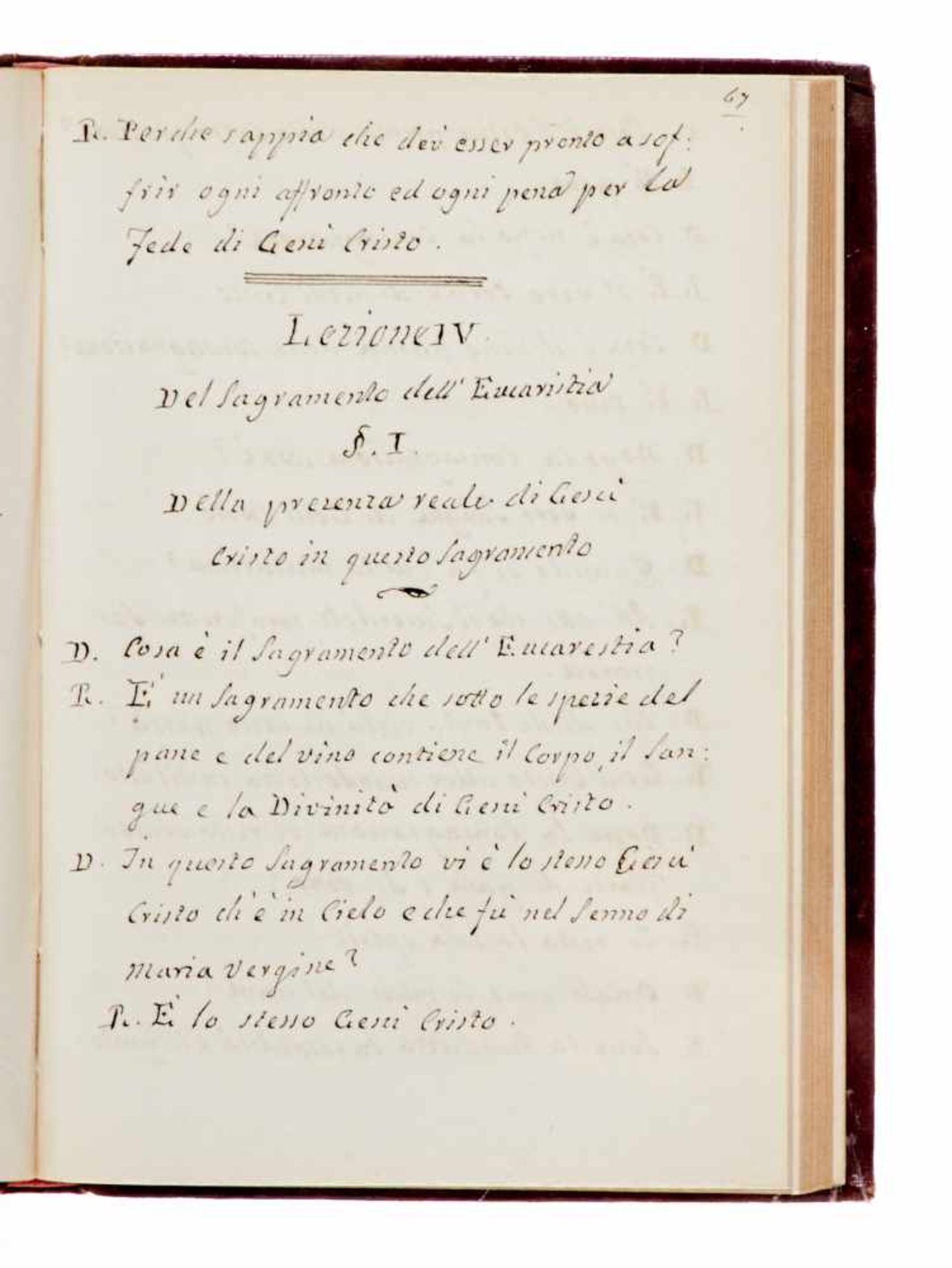 "Catechismo". Italienische Handschrift auf Papier. Wohl Wien,um 1830. Ca. 20 x 14 cm. Mit - Bild 3 aus 3