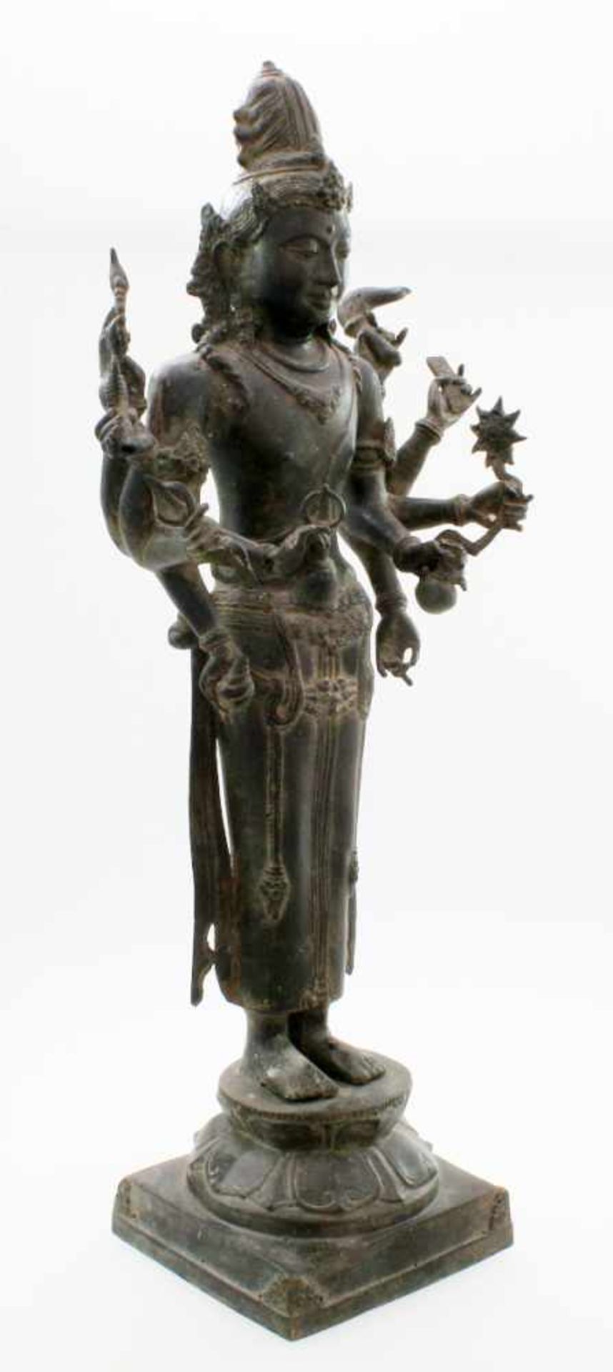 Tibet / Nepal - Bronzeskulptur "Avalokiteshvara" 19. Jahrhundert Gegossen in der verlorenen Form. - Bild 2 aus 7
