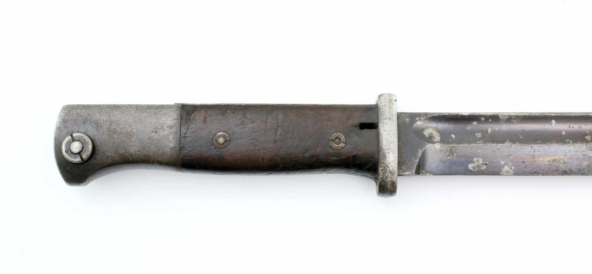 3. Reich - Seitengewehr M1884/98 3. Modell Gekehlte Rückenklinge, geschraubte Holzgriffschalen, - Bild 3 aus 4