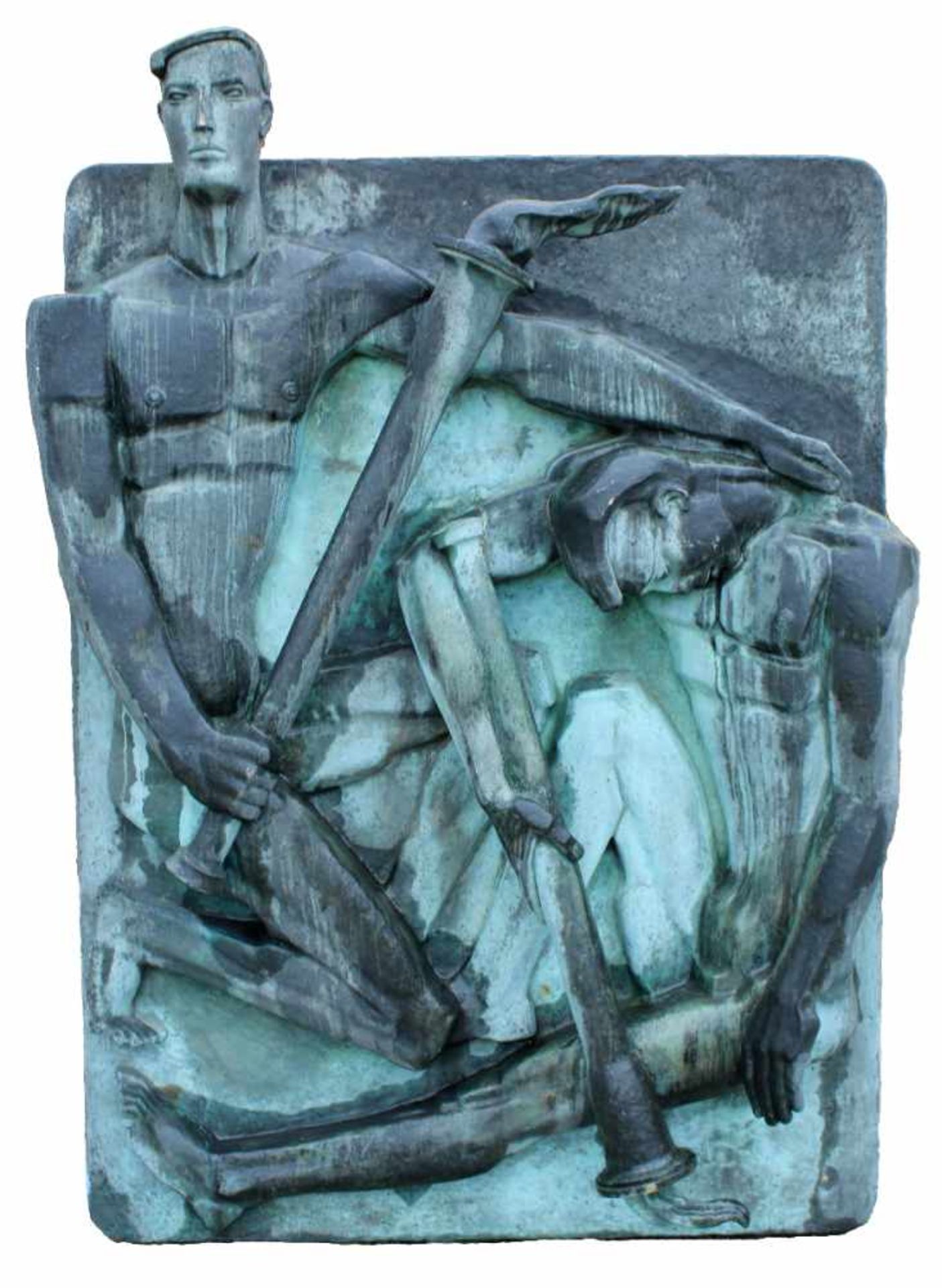 Monumentale Bronzeplastik "Die Fackelläufer" - Edmund Gätjen (1930-2000) Halbplastisches Relief,