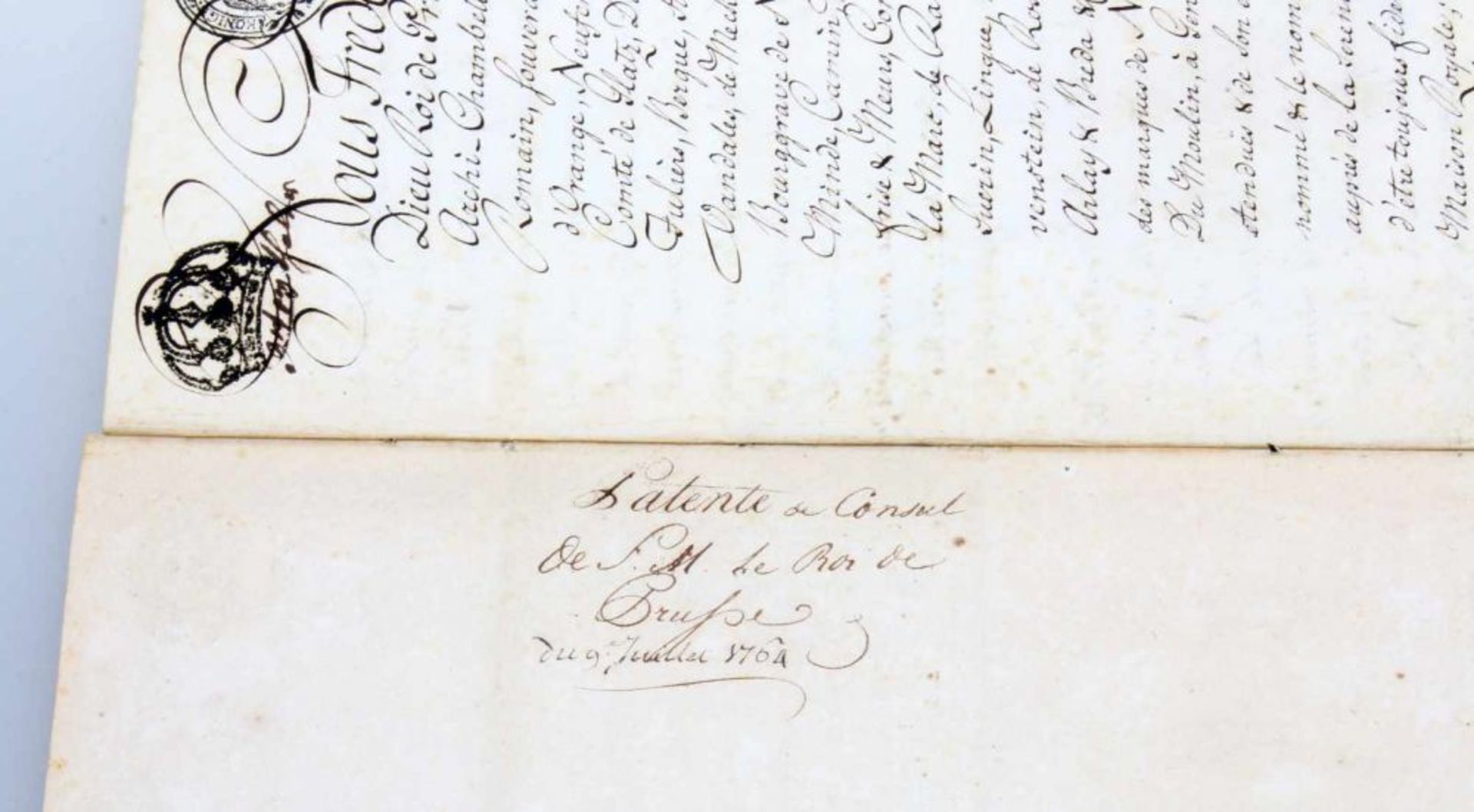 Preussen - Gesiegelte Urkunde mit Originalautograph Friedrich II. von Preussen 1764 Auf - Bild 5 aus 6