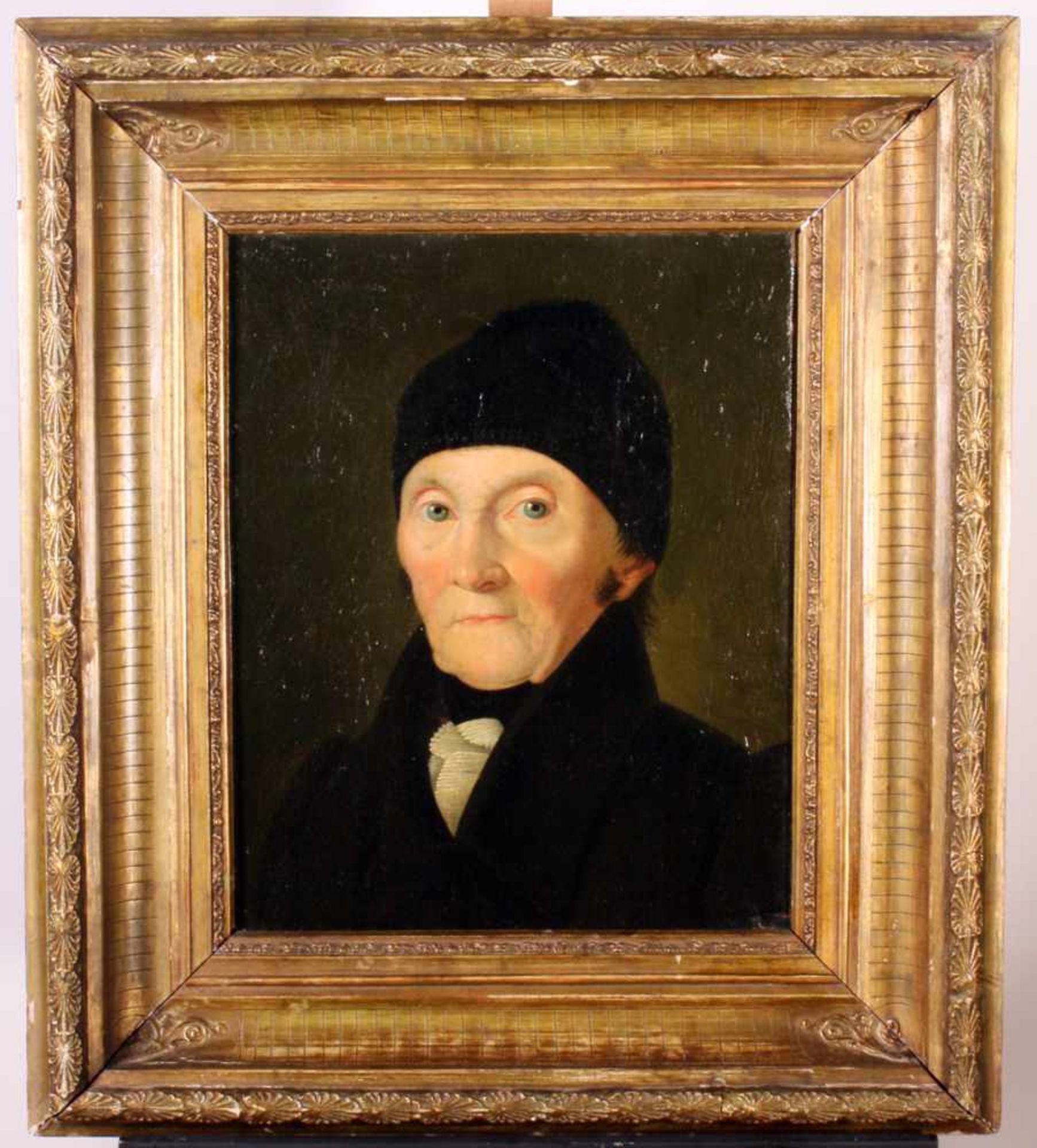 Biedermeierportrait - Deutschland um 1820 / 30 Öl auf Leinwand, doubliert und restauriert, - Bild 2 aus 3