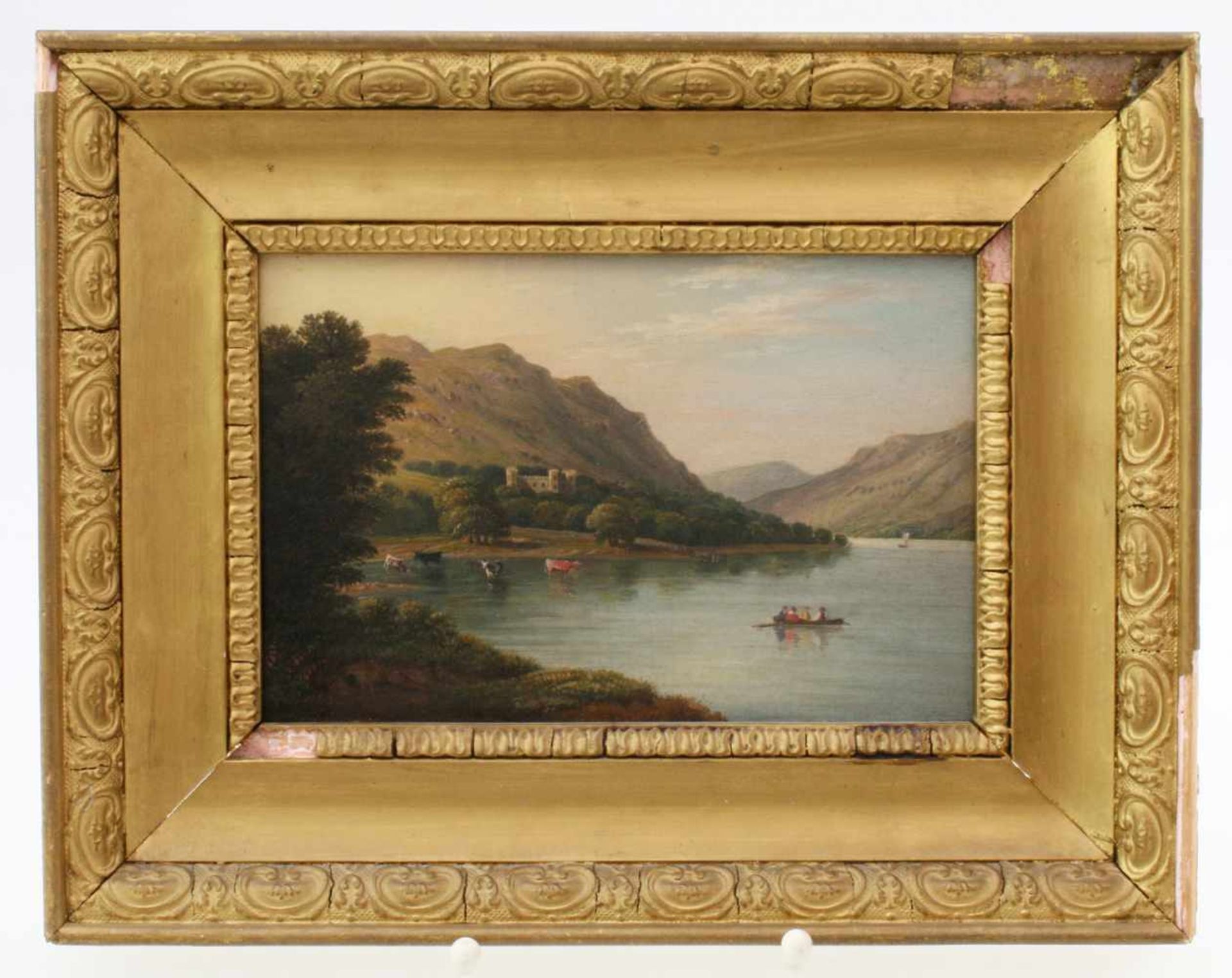 Flusslandschaft mit Burg - Richard Banks Harraden (1778-1862) Öl auf Karton, Flusslandschaft mit - Bild 2 aus 4