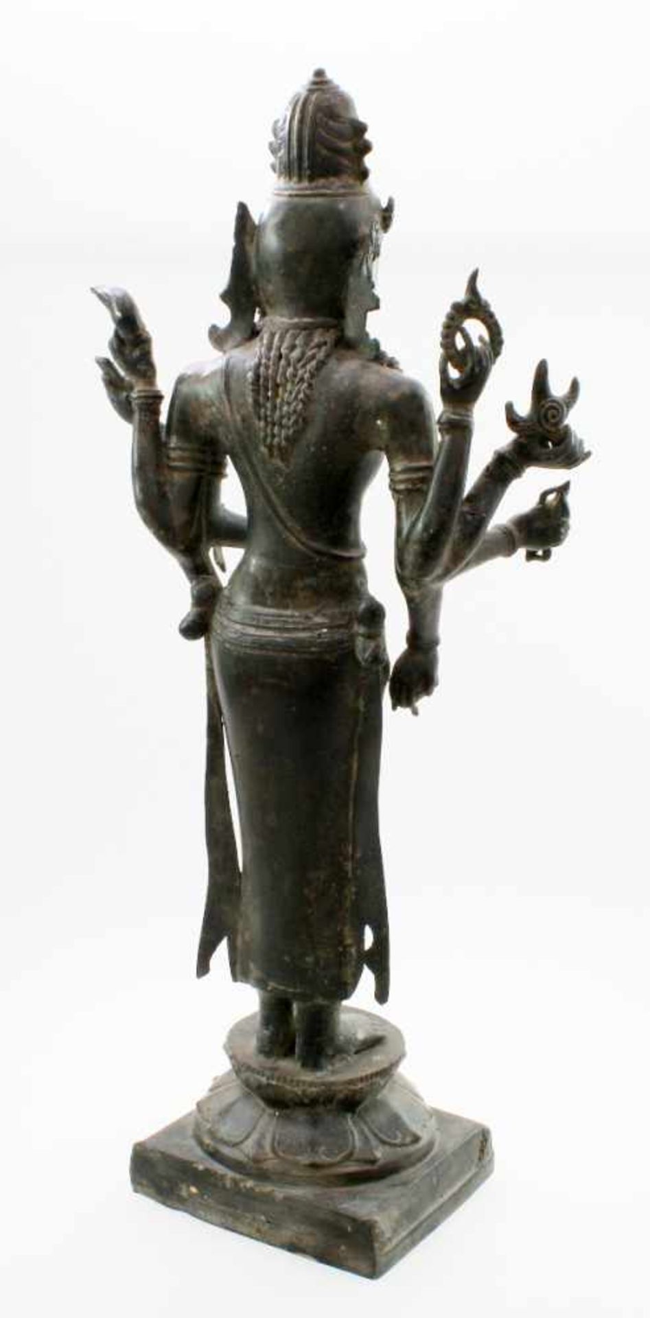Tibet / Nepal - Bronzeskulptur "Avalokiteshvara" 19. Jahrhundert Gegossen in der verlorenen Form. - Bild 3 aus 7