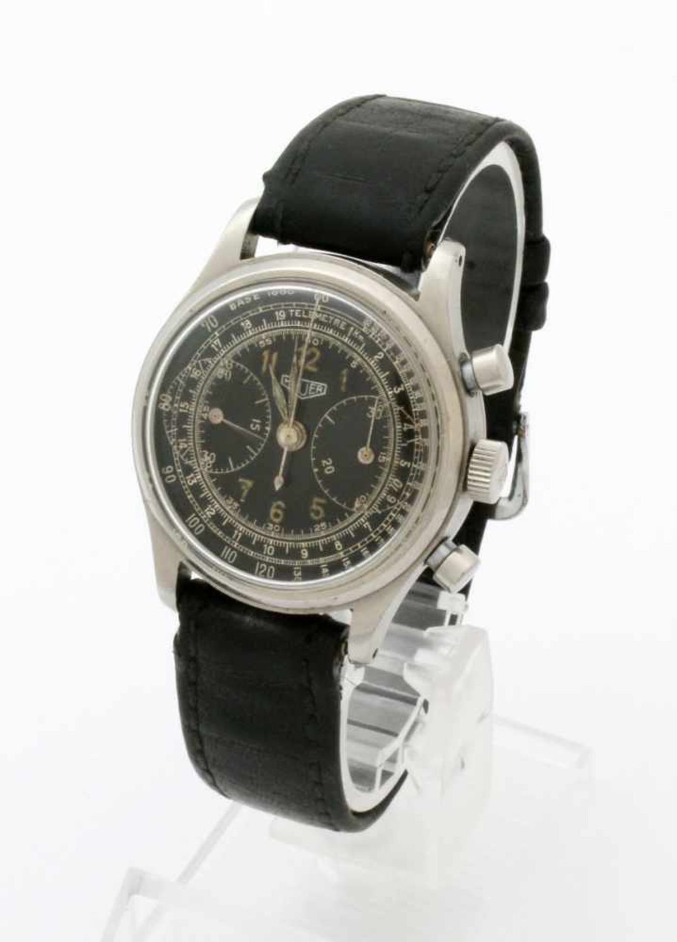 Armbanduhr HEUER Chronograph um 1930/40 - äußerst selten! Handaufzugswerk HEUER, Ref. 2400-2416, 3- - Image 3 of 7