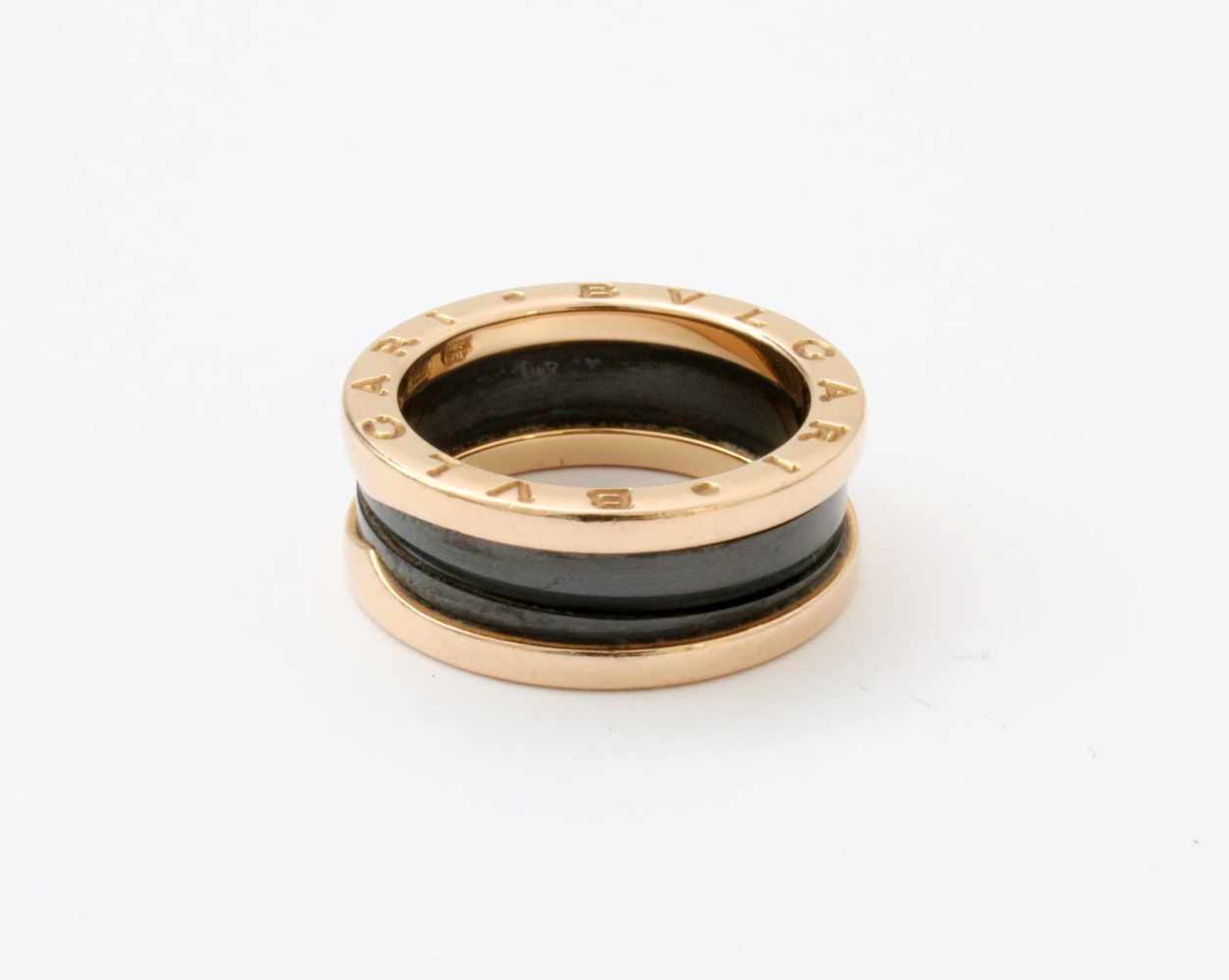 Rotgold Bulgari 2-Band Ring "B zero 1" RG 750, innen 2 Spiralen aus schwarzer Keramik, aktuelles - Image 2 of 2