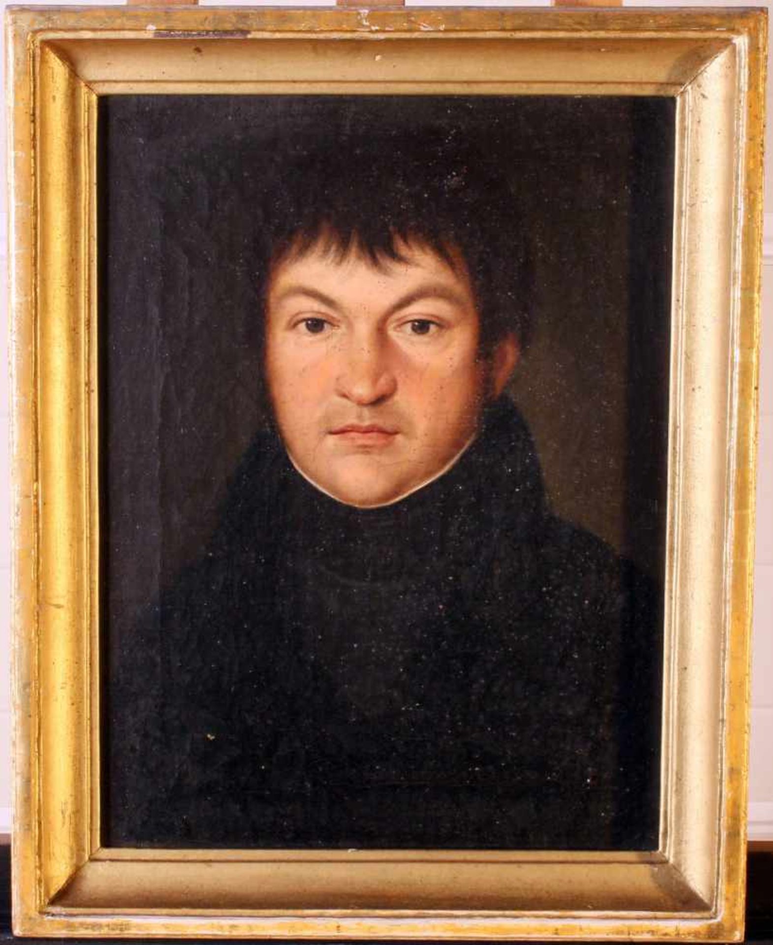 Biedermeier Gemälde eines Geistlichen um 1830/40 Öl auf Leinwand, Brustportrait eines jungen - Bild 2 aus 2