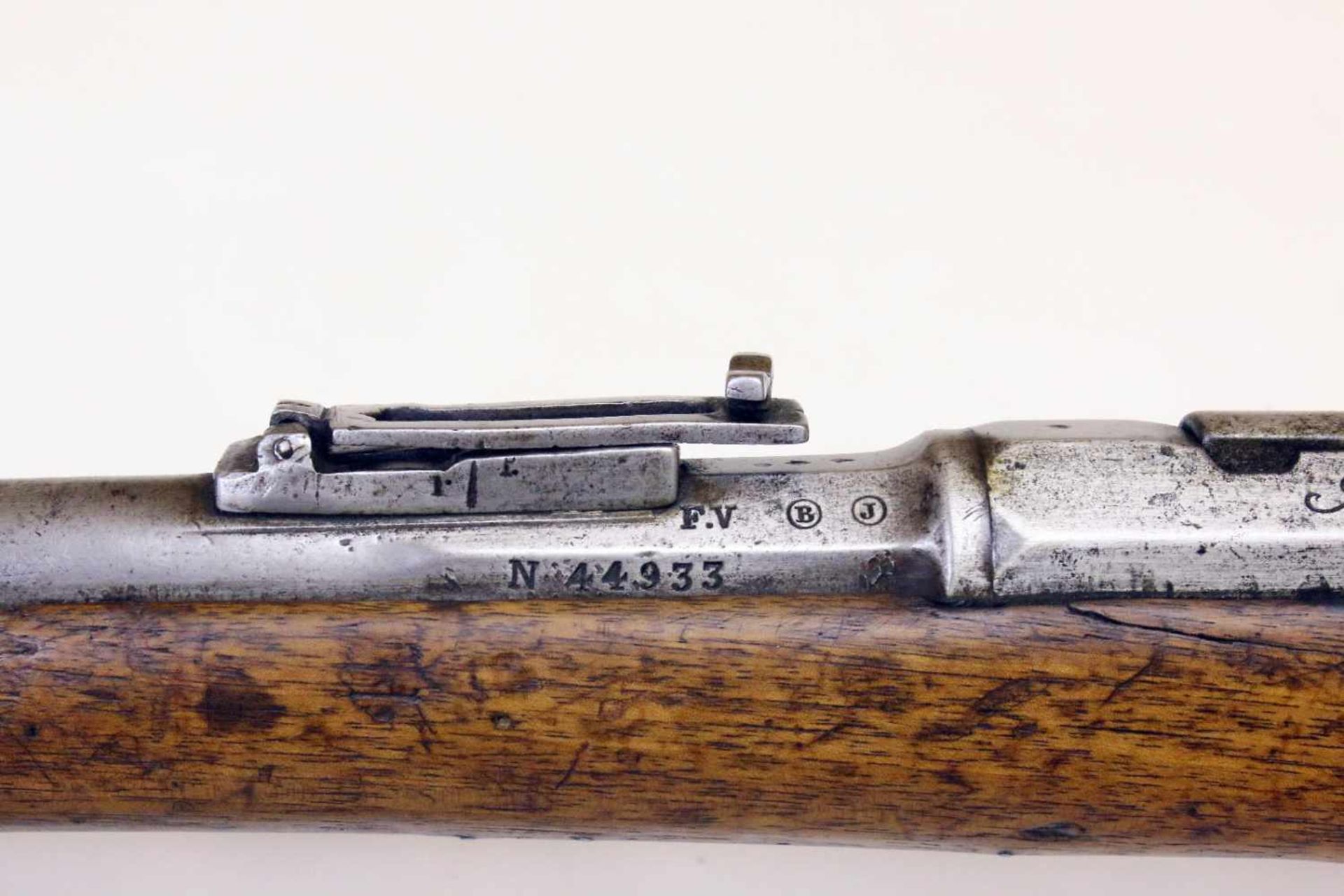 Gewehr Mod. 1866-74 Chassepot Transformation zu Gras Cal. 11mm, Lauf rauh, verschmutzt, gutes Zug- / - Bild 12 aus 13