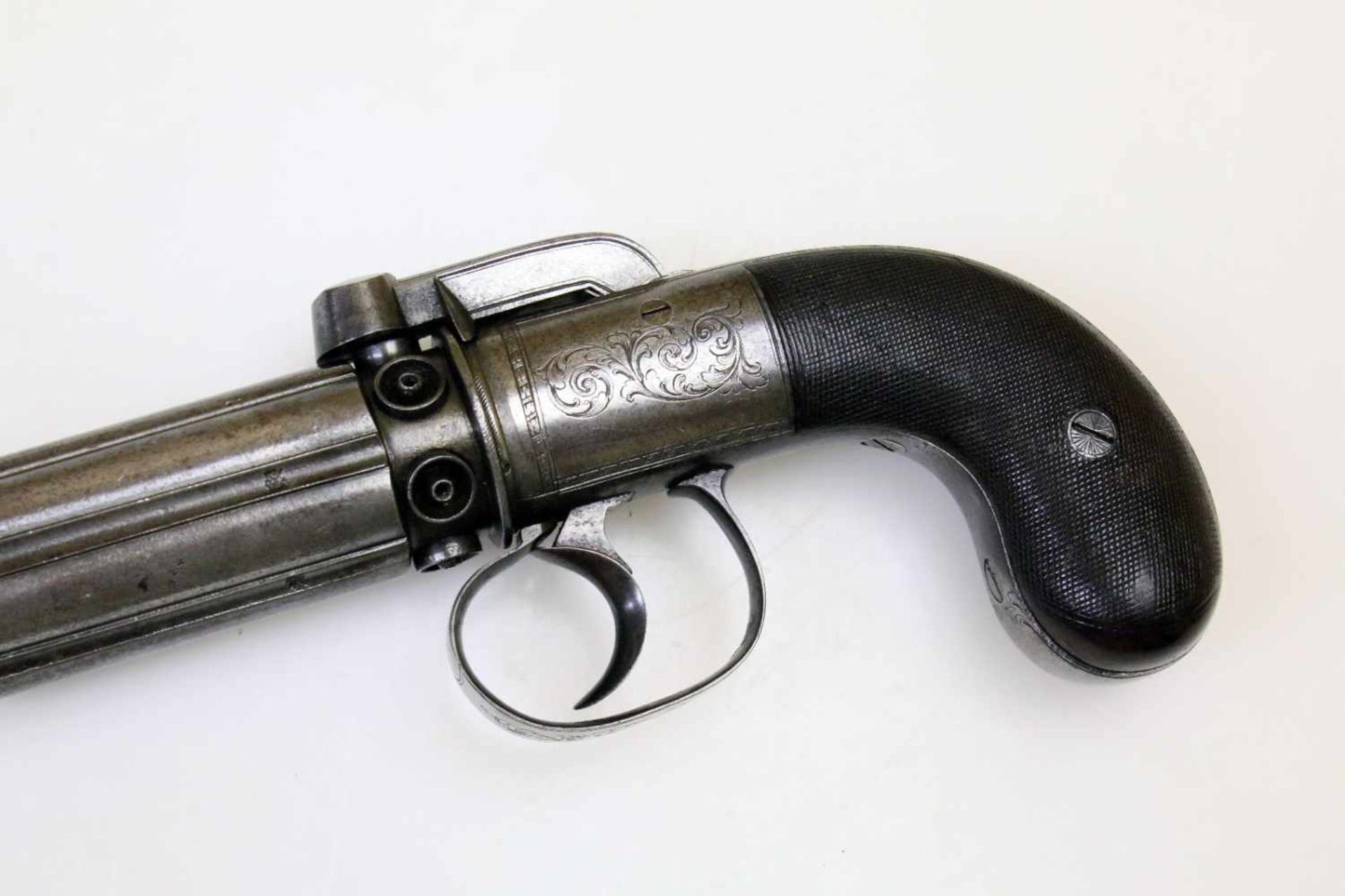 Bündelrevolver - Naylor "Self Revolving Pistol" um 1850 Cal. 8mm Perk. (wohl .32), Zustand 1-2. 6- - Bild 6 aus 10