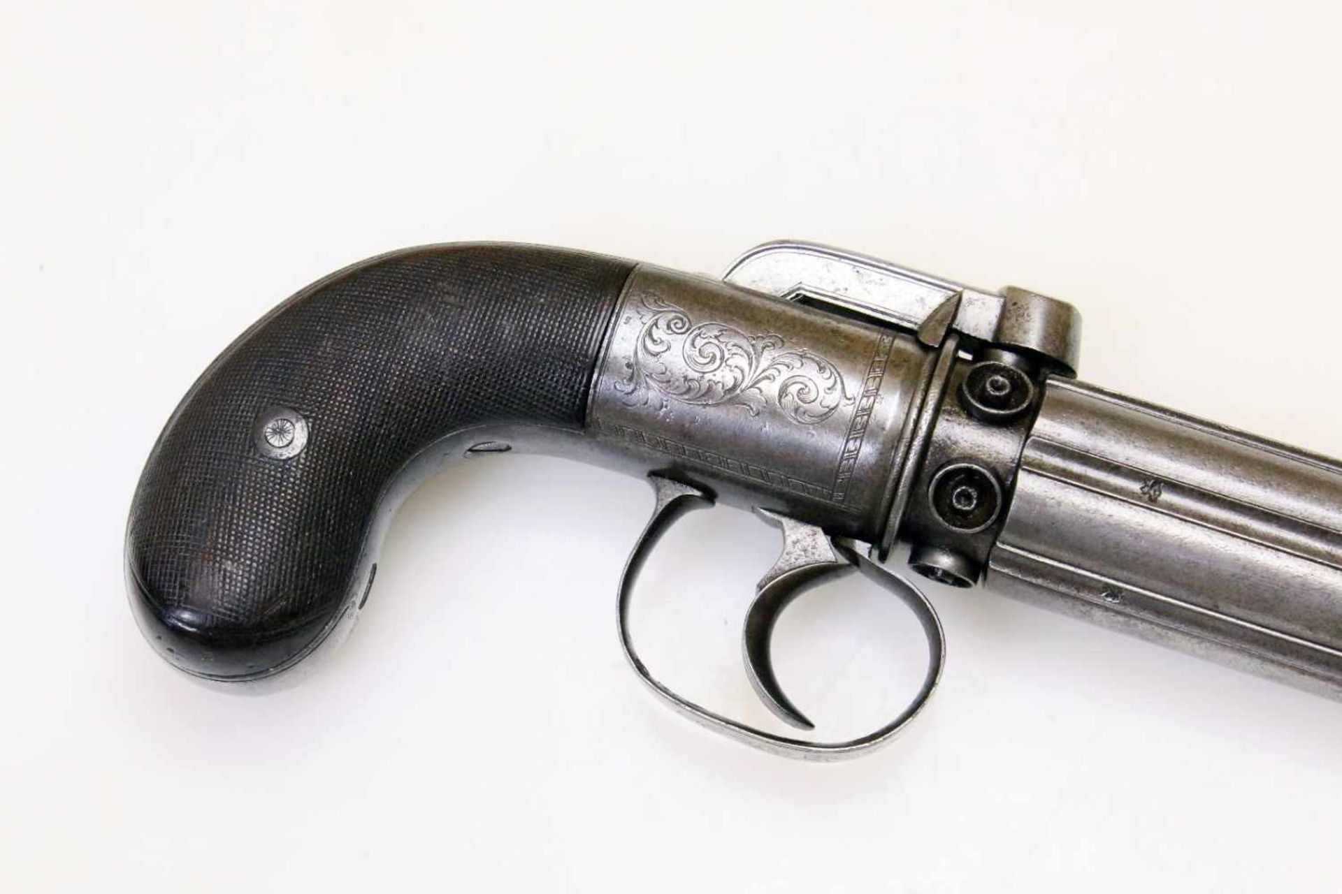 Bündelrevolver - Naylor "Self Revolving Pistol" um 1850 Cal. 8mm Perk. (wohl .32), Zustand 1-2. 6- - Bild 3 aus 10