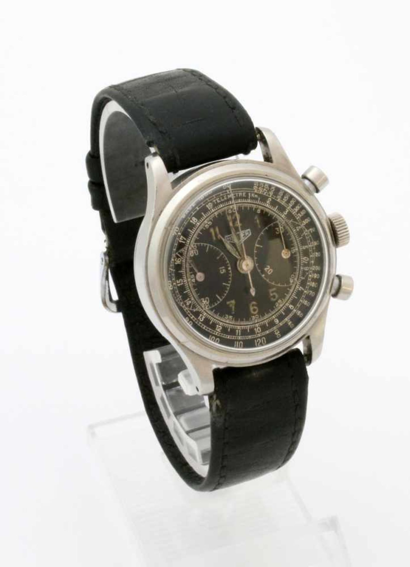 Armbanduhr HEUER Chronograph um 1930/40 - äußerst selten! Handaufzugswerk HEUER, Ref. 2400-2416, 3-