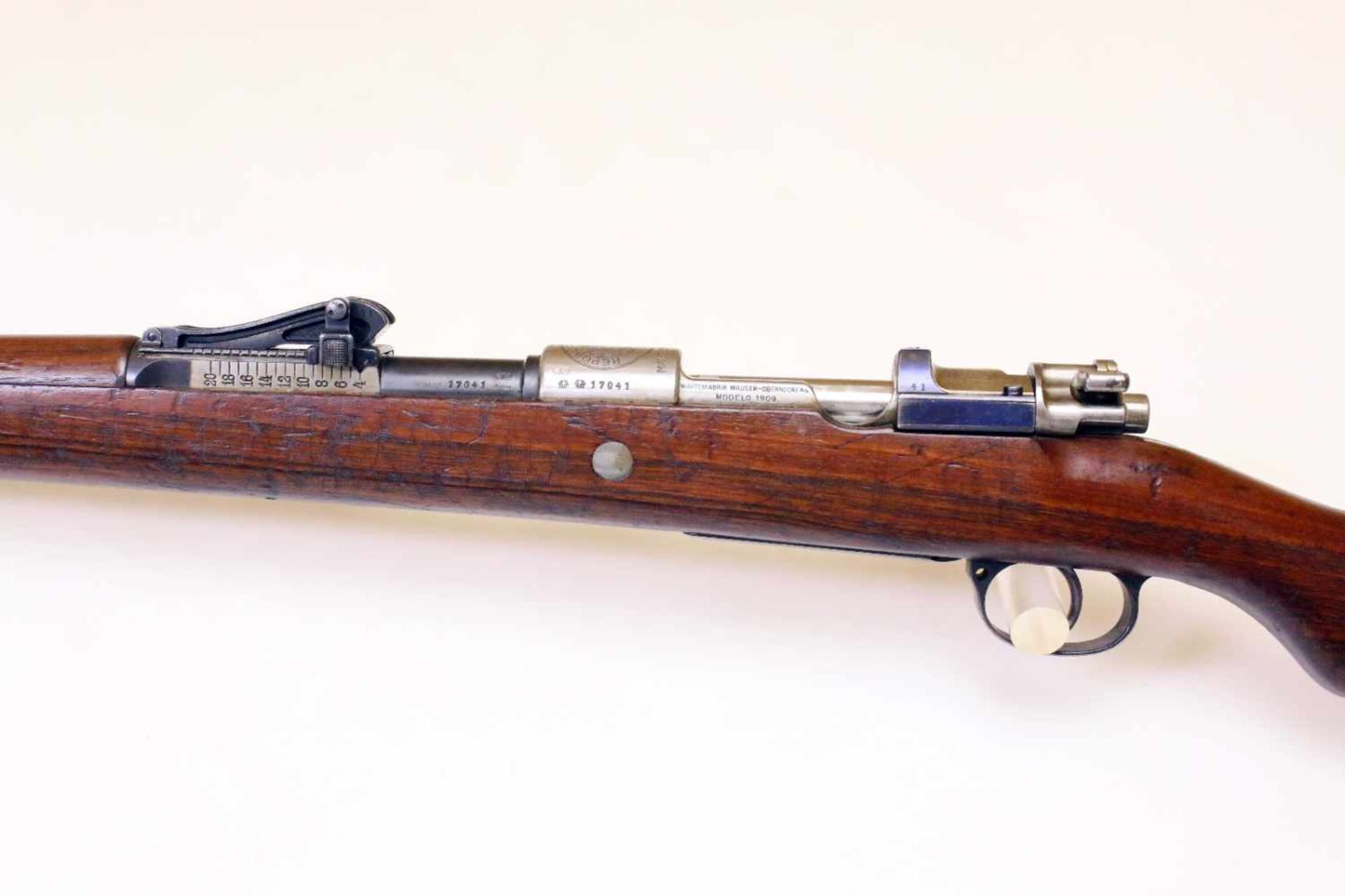 Mausergewehr M1909 Peru Cal. 7,65 x 53mm, Lauf rauh, narbig. Auf der Hülse das peruanische Wappen - Bild 8 aus 16