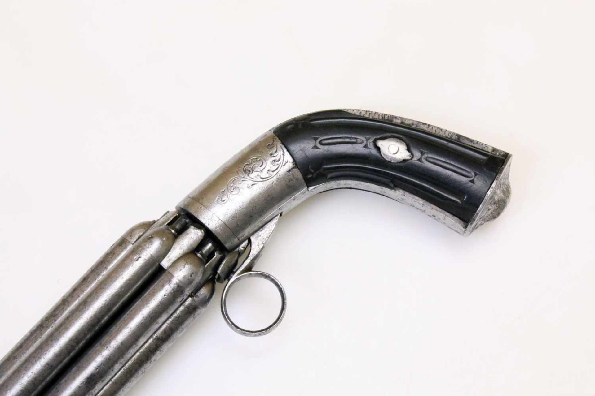 Bündelrevolver - Mariette, Liège um 1840 Cal. 9mm Perk. (wohl .36), Zustand 2-. 6-schüssiges, 4" - Bild 6 aus 11