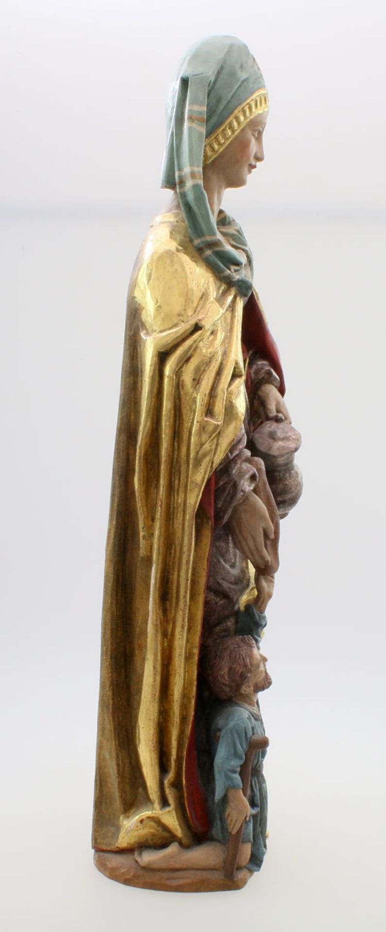 Große Holzfigur - Heilige Verena Polychrom- und goldstaffiert, feine Schnitzerei, Verena mit - Bild 2 aus 4