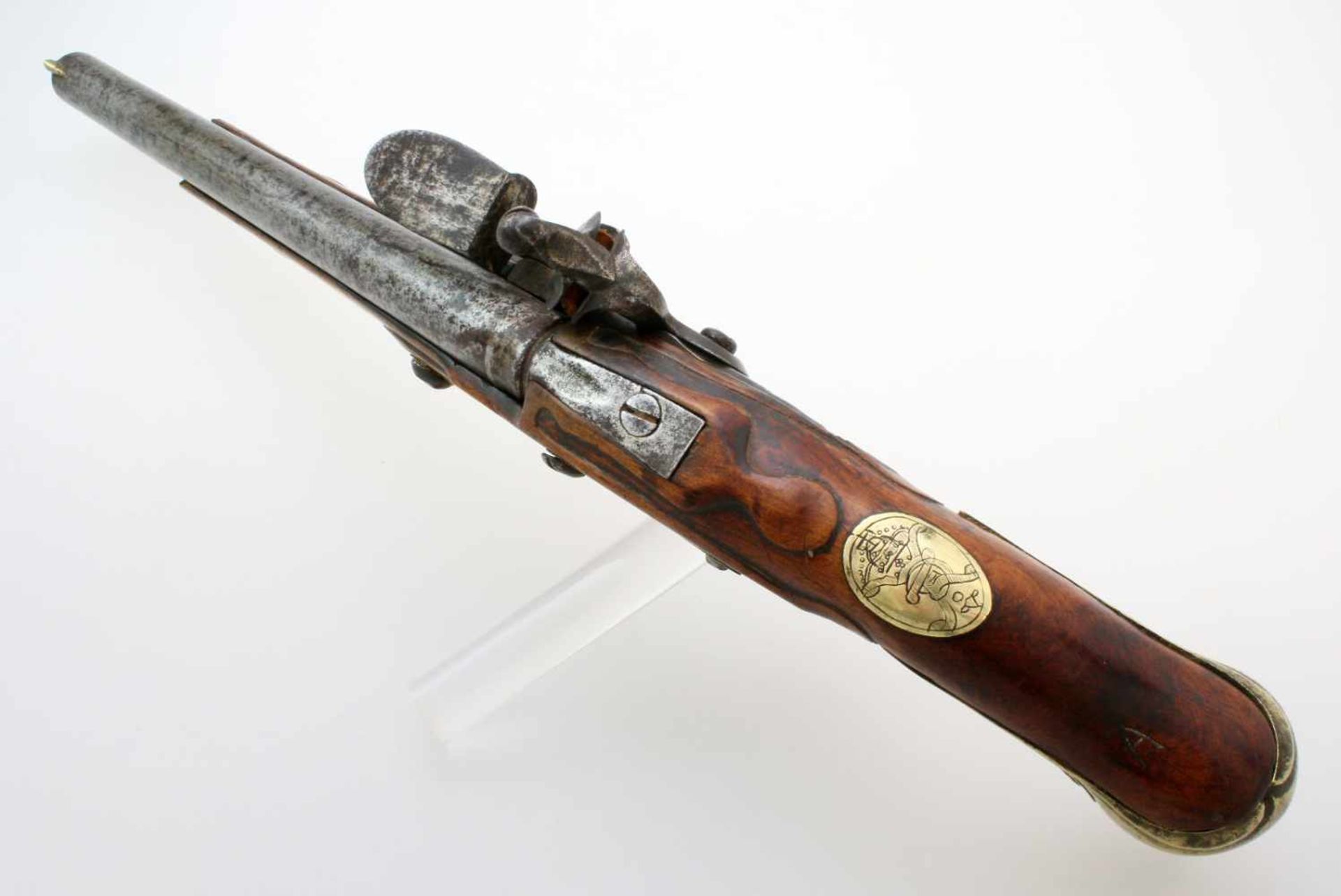 Altpreussische Kavallerie-Steinschlosspistole Modell 1742 Runder, glatter Lauf im Cal. 17,2mm, - Bild 7 aus 9
