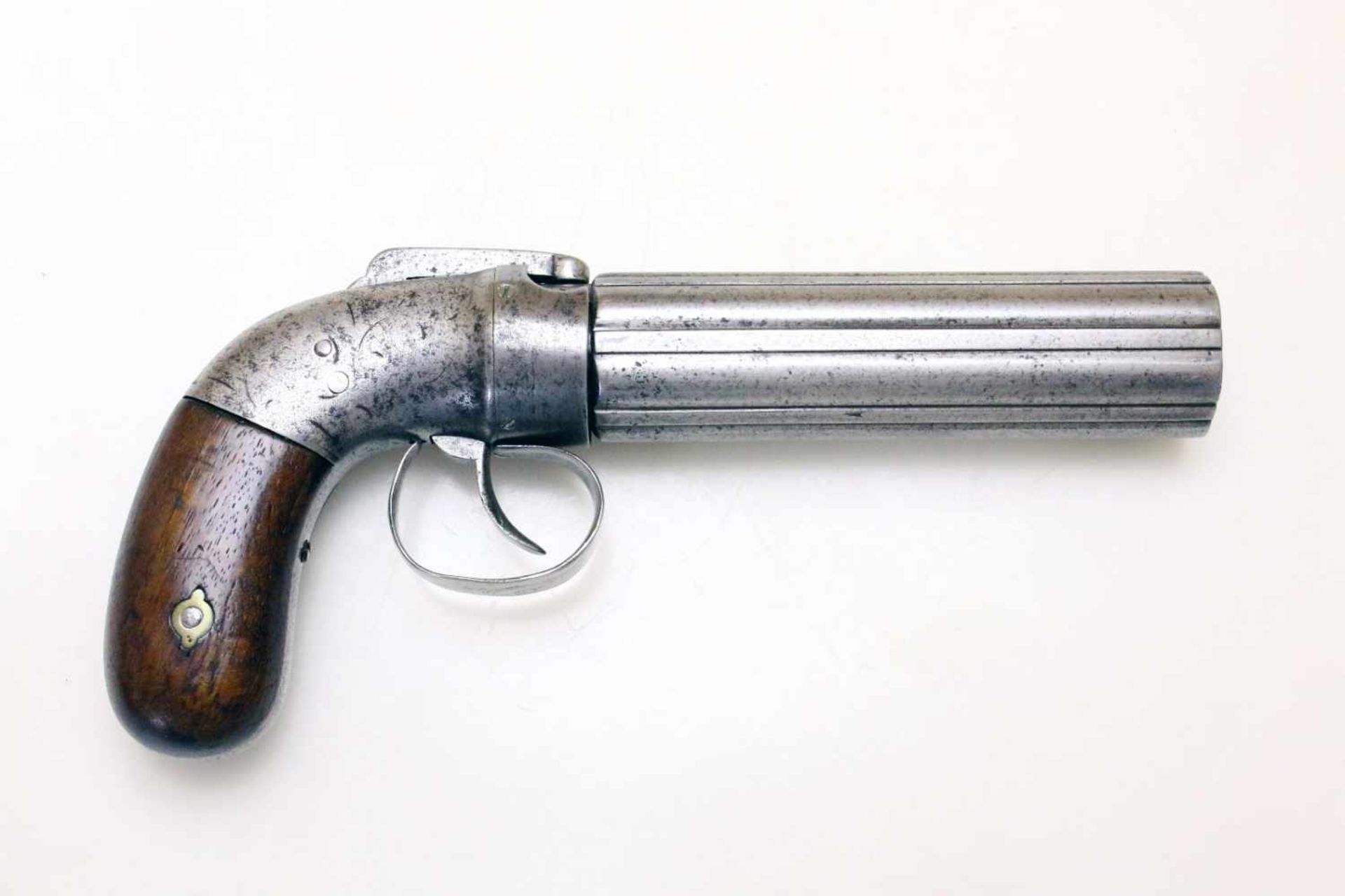 Bündelrevolver - Allens, Mass. um 1840 Cal. 9mm Perk. (wohl .36), Zustand 2. 6-schüssiges, 5"