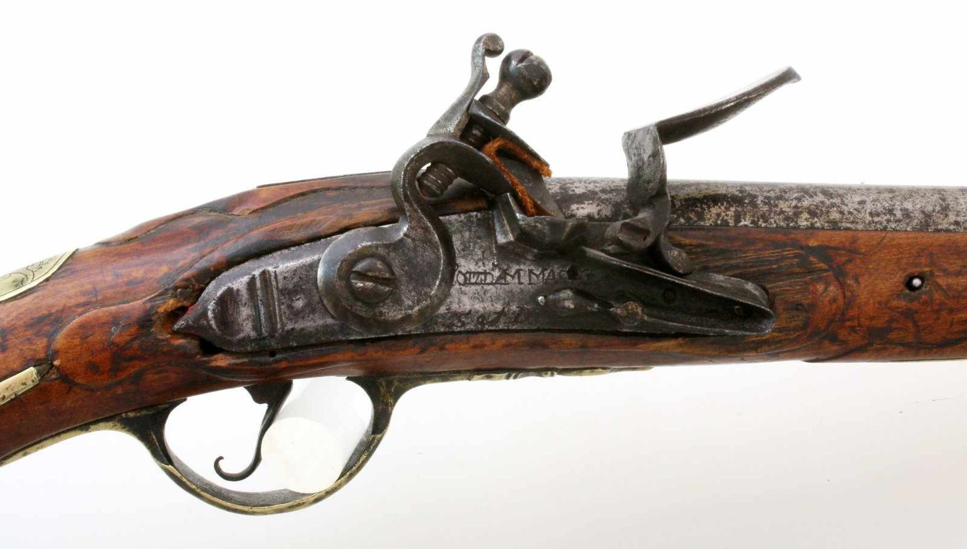 Altpreussische Kavallerie-Steinschlosspistole Modell 1742 Runder, glatter Lauf im Cal. 17,2mm, - Bild 2 aus 9