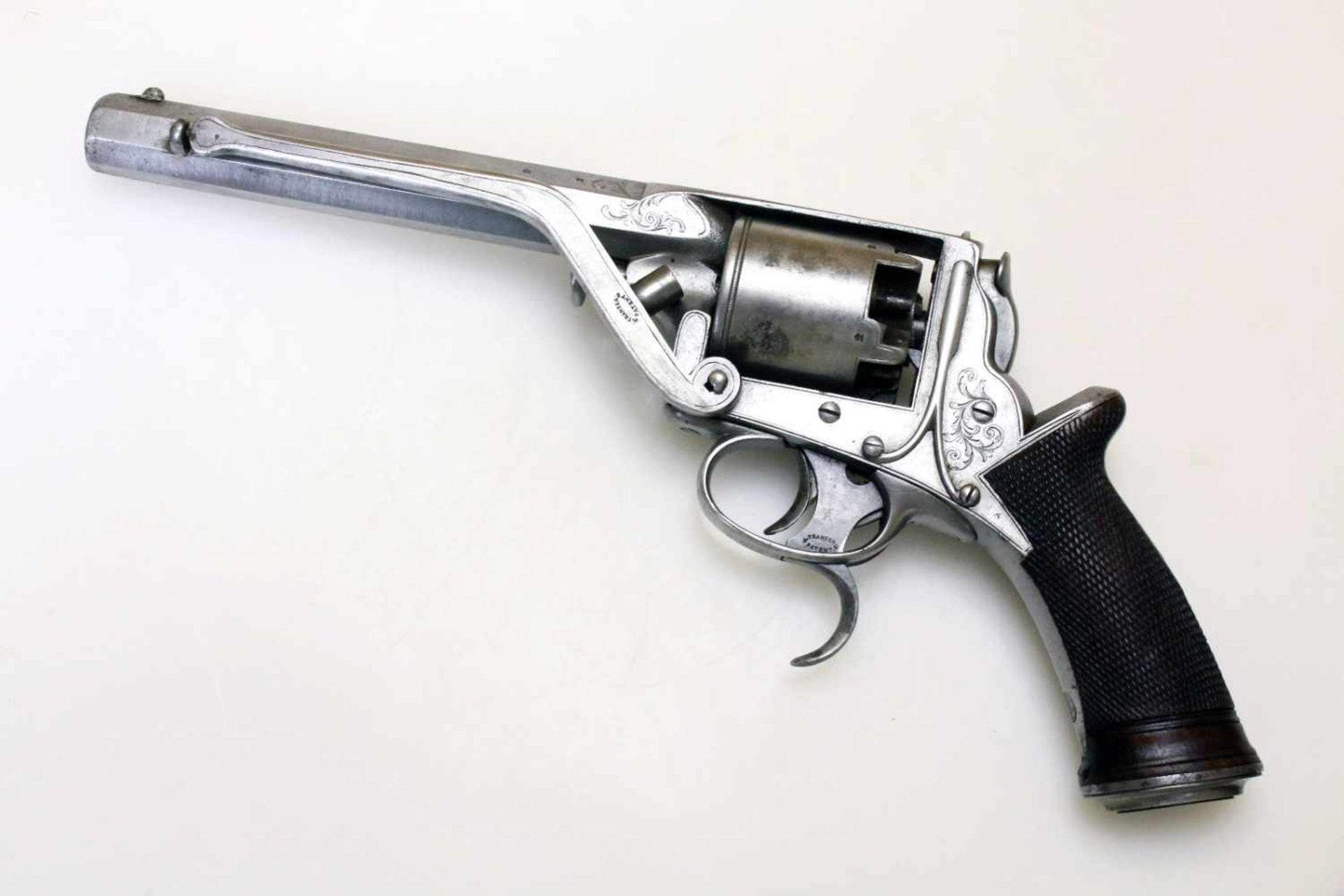 Perkussionsrevolver - Tranter 2. Model (Doppelabzug) um 1855 mit Tasche Cal. .422 Perk., Zustand 1-. - Bild 5 aus 13