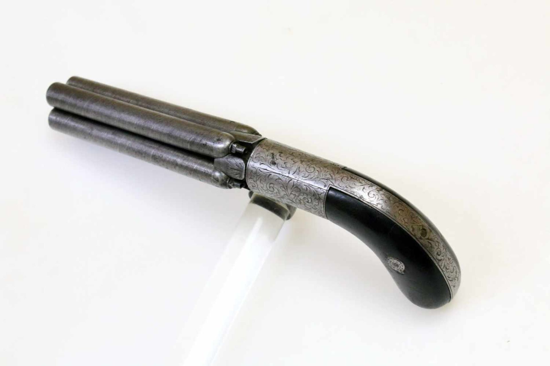 Bündelrevolver - Mariette, Liège um 1850 Cal. 9mm Perk. (wohl .36), Zustand 2. 4-schüssiges, - Bild 6 aus 8